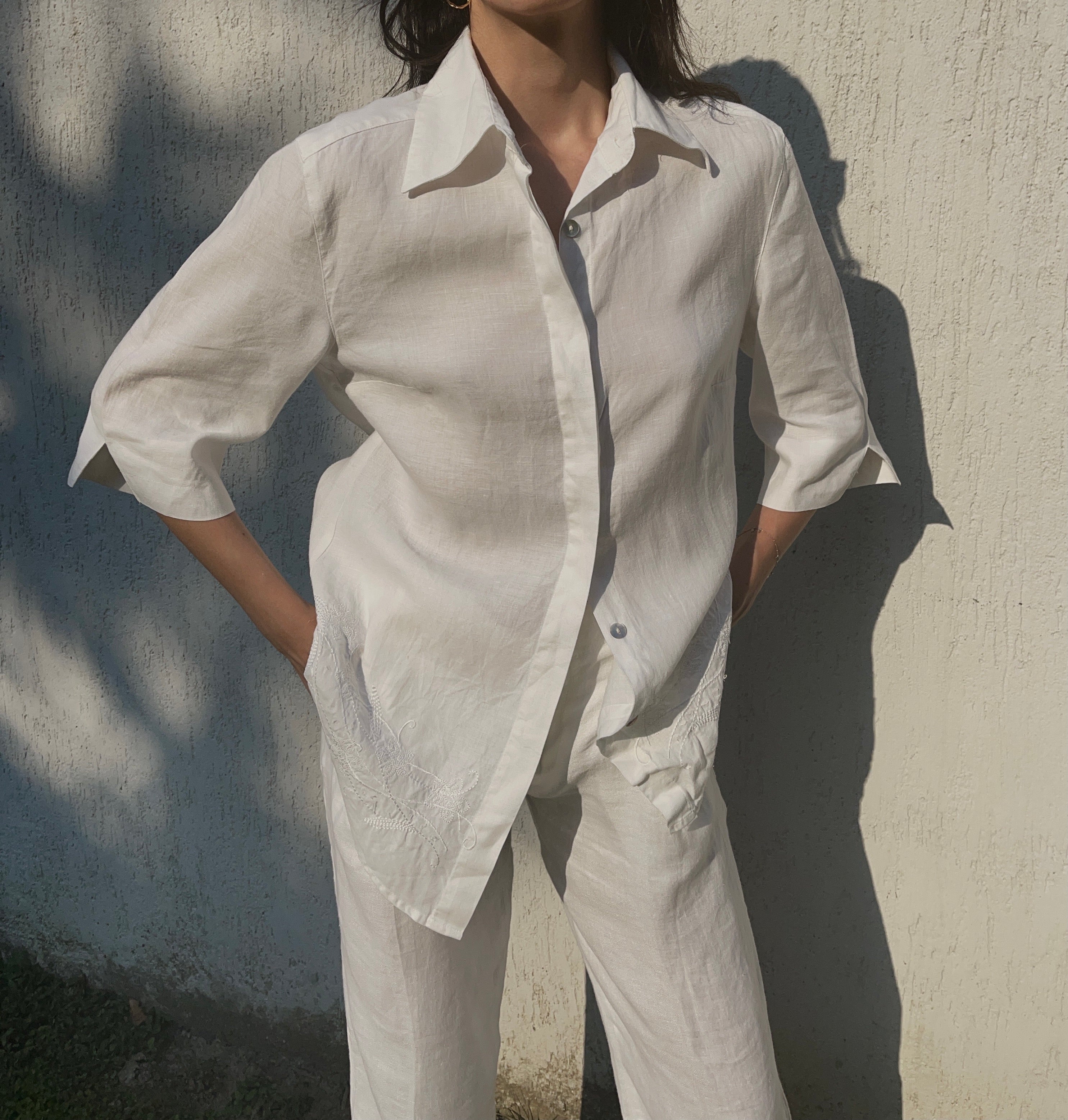 100 linen embroided shirt
