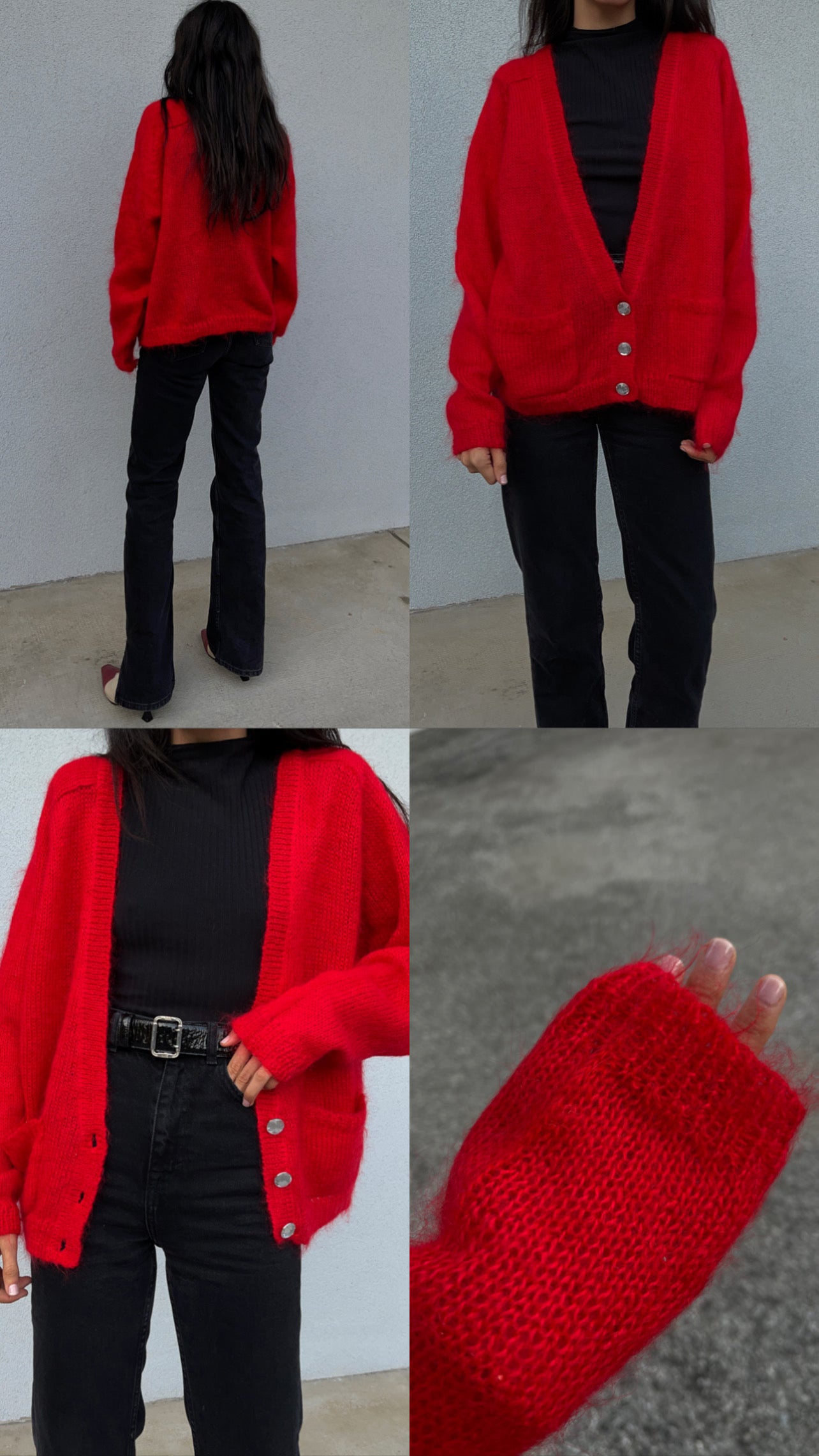 Mohair blend red cardi