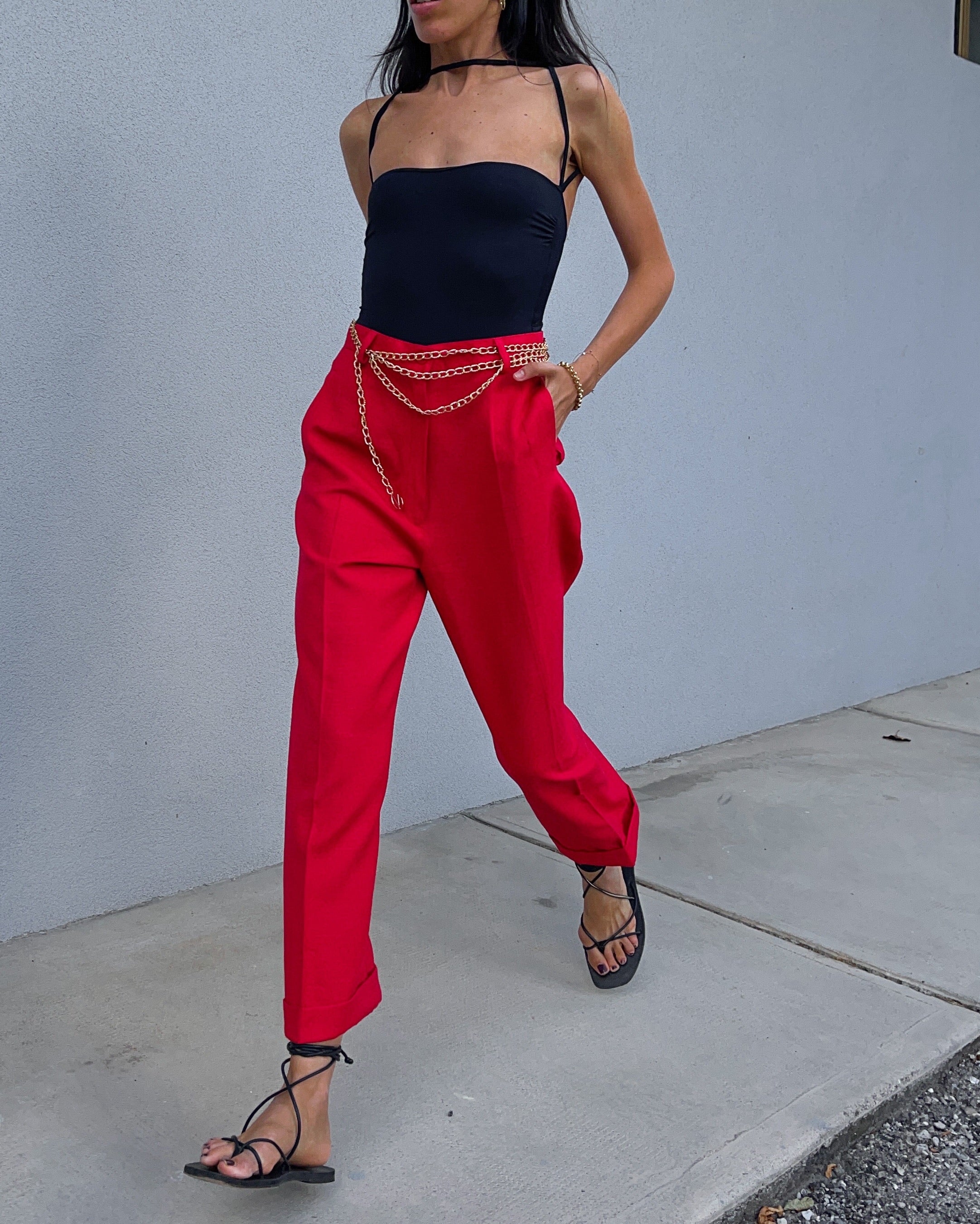 Pantalone rosso Lino cotone