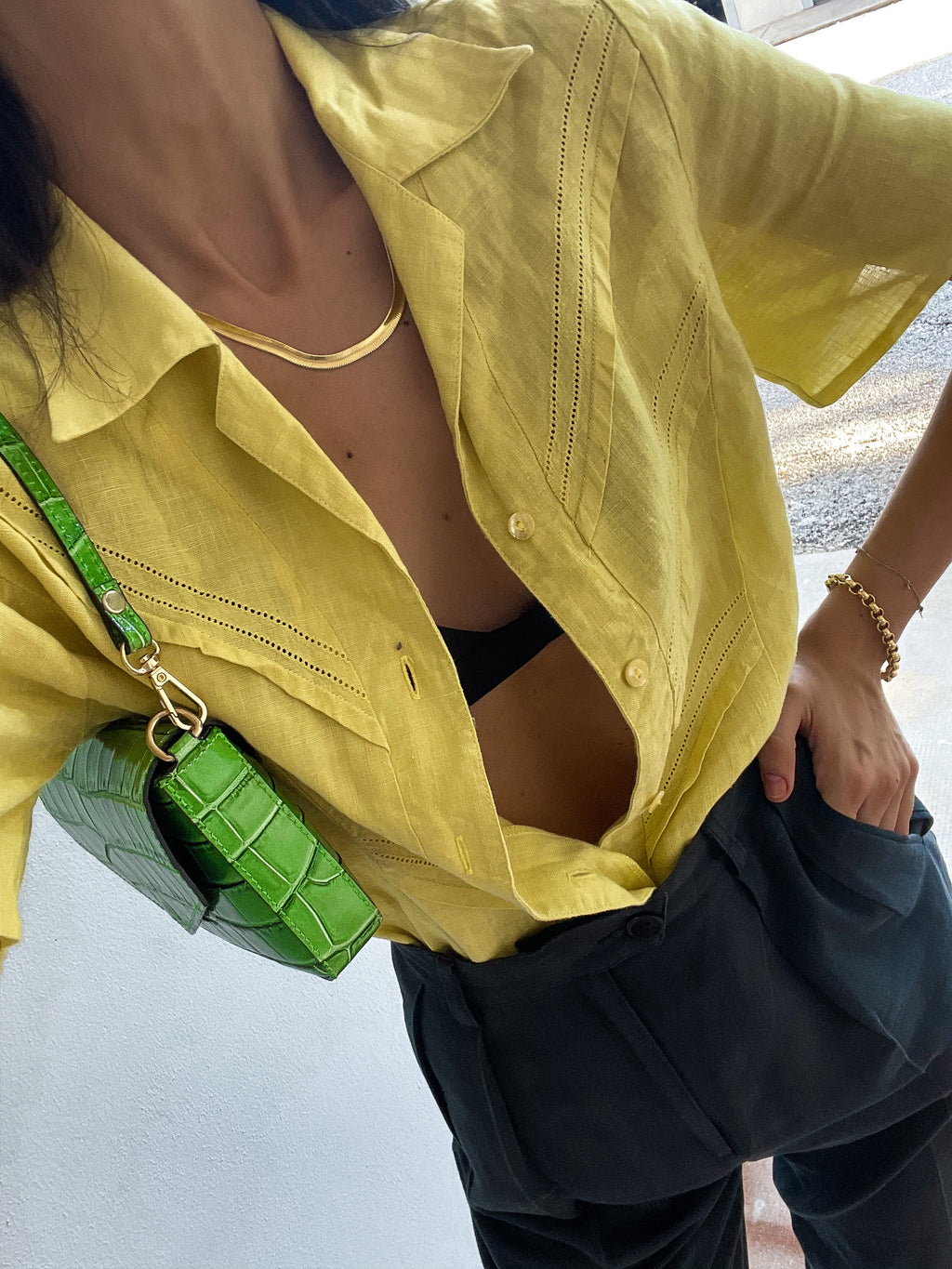 Lime linen shirt