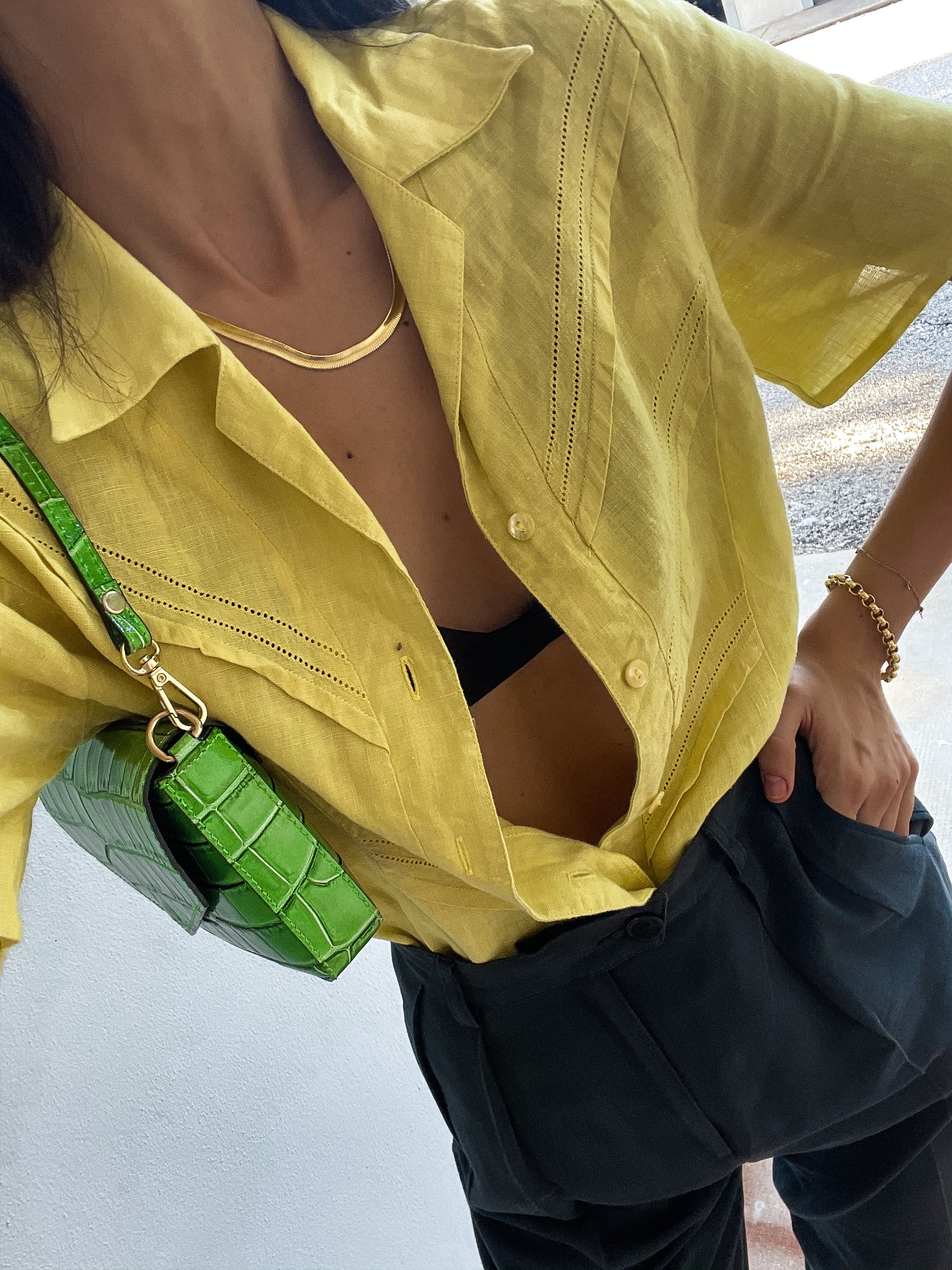 Lime linen shirt