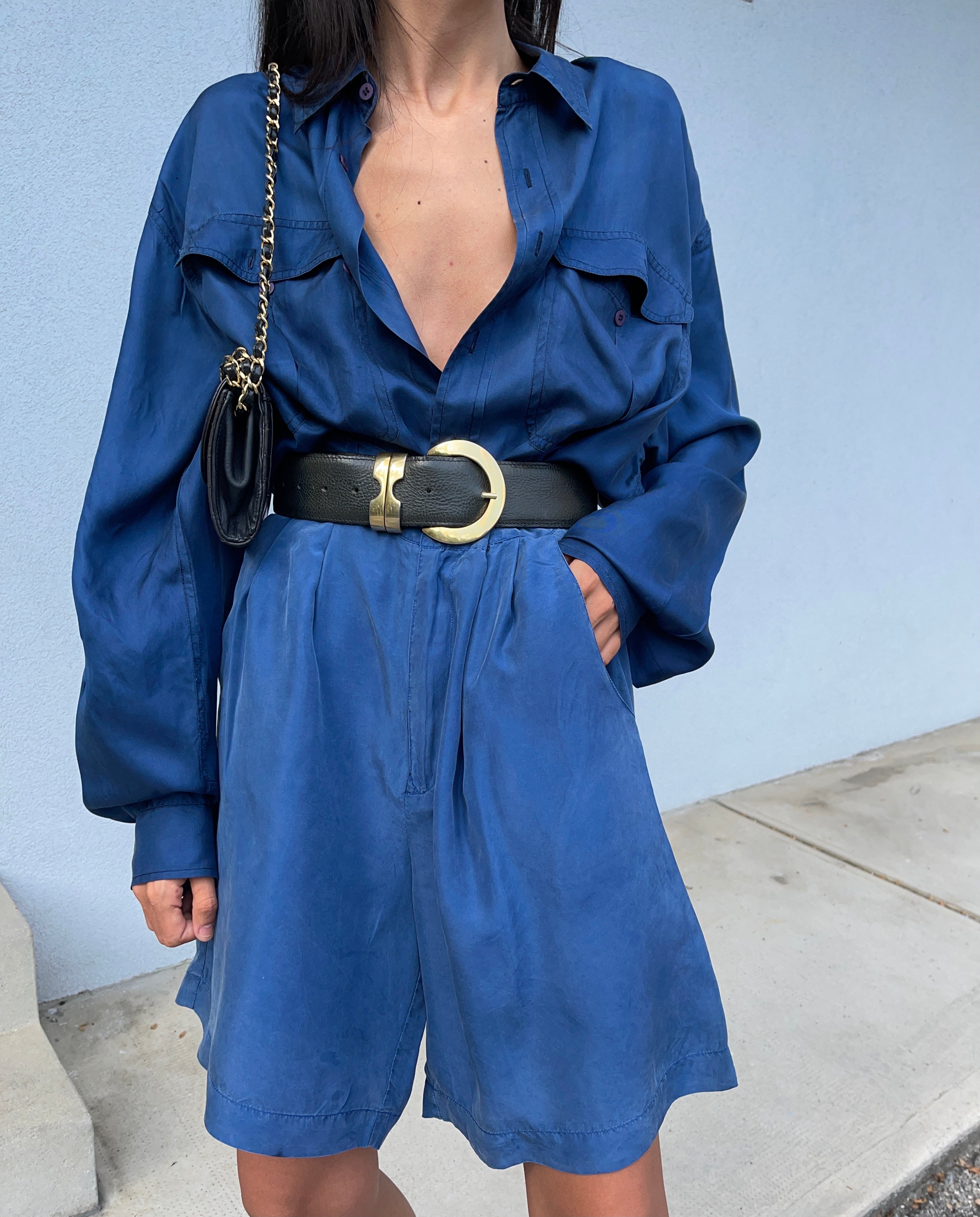 Camicia seta blu *
