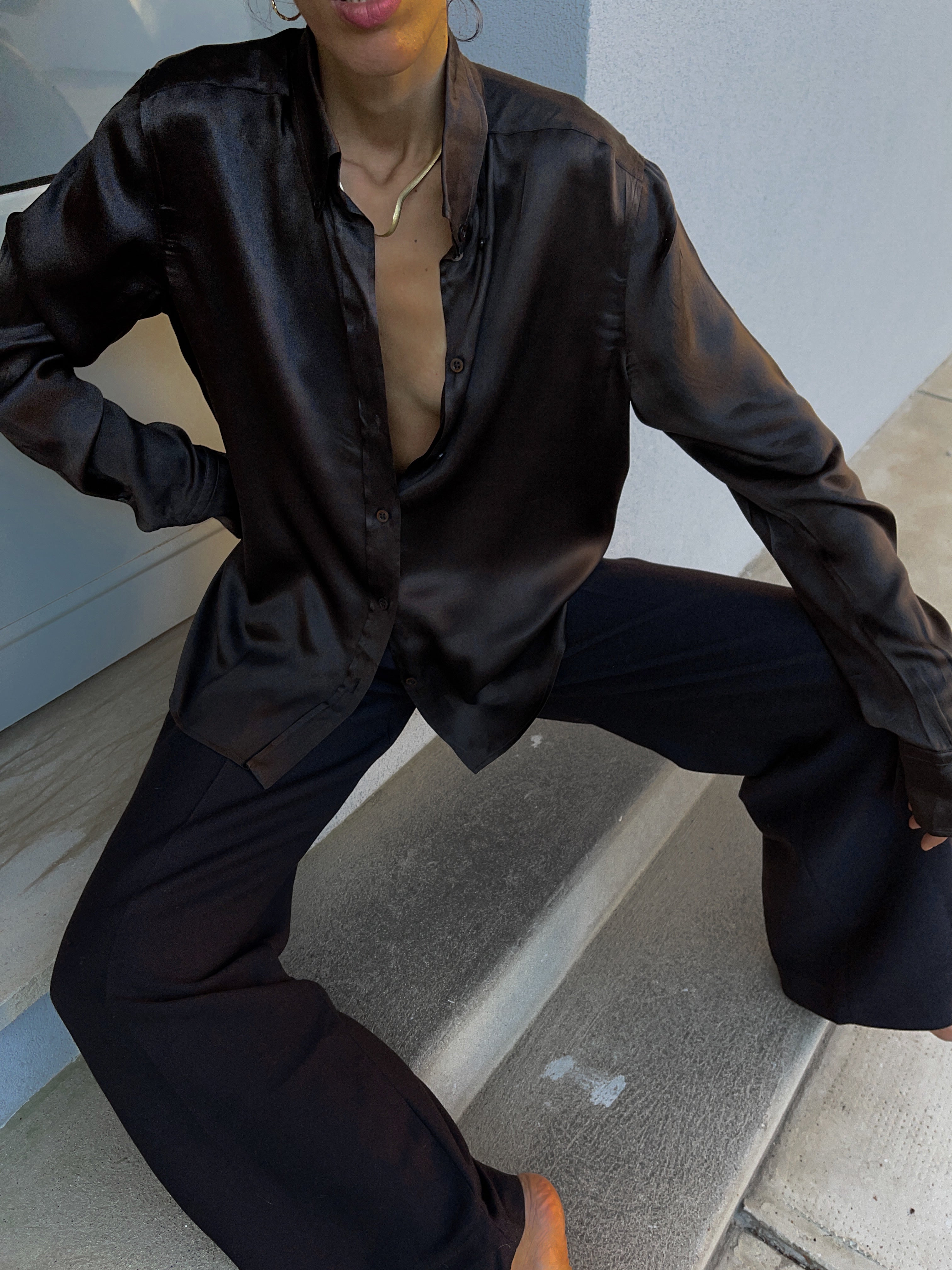 100 liquid silk s max Mara shirt