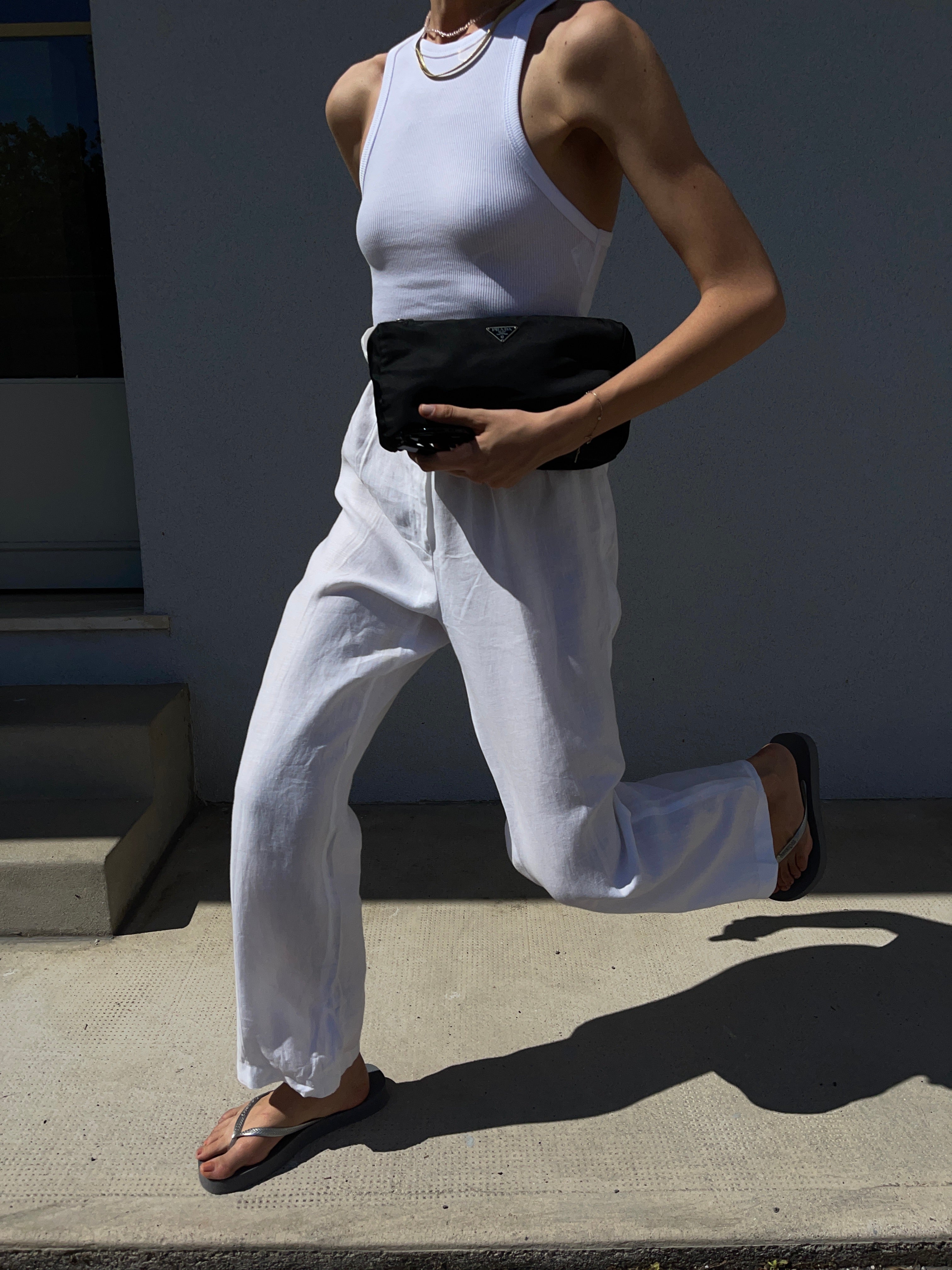 White  linen trousers