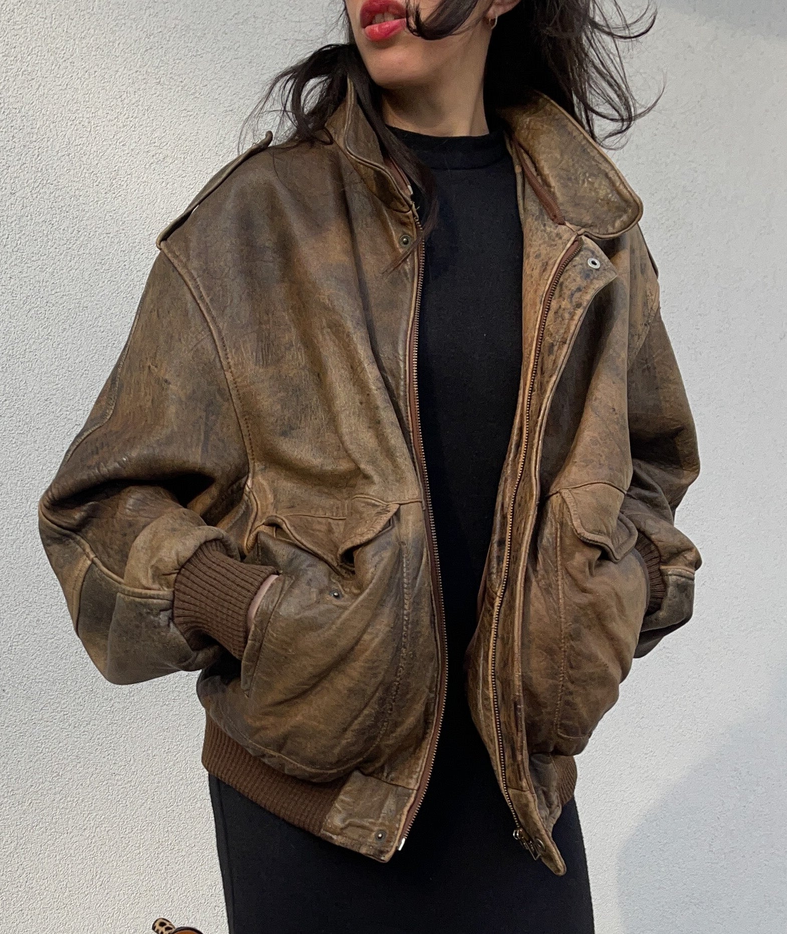 Bomber leather jacket