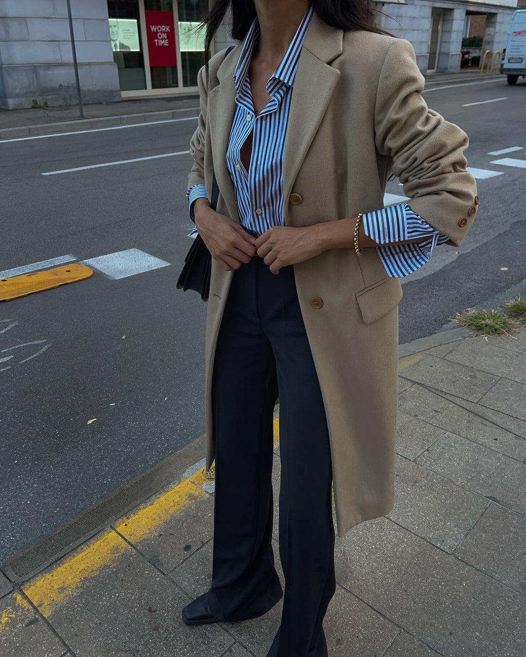 Beige wool classic coat