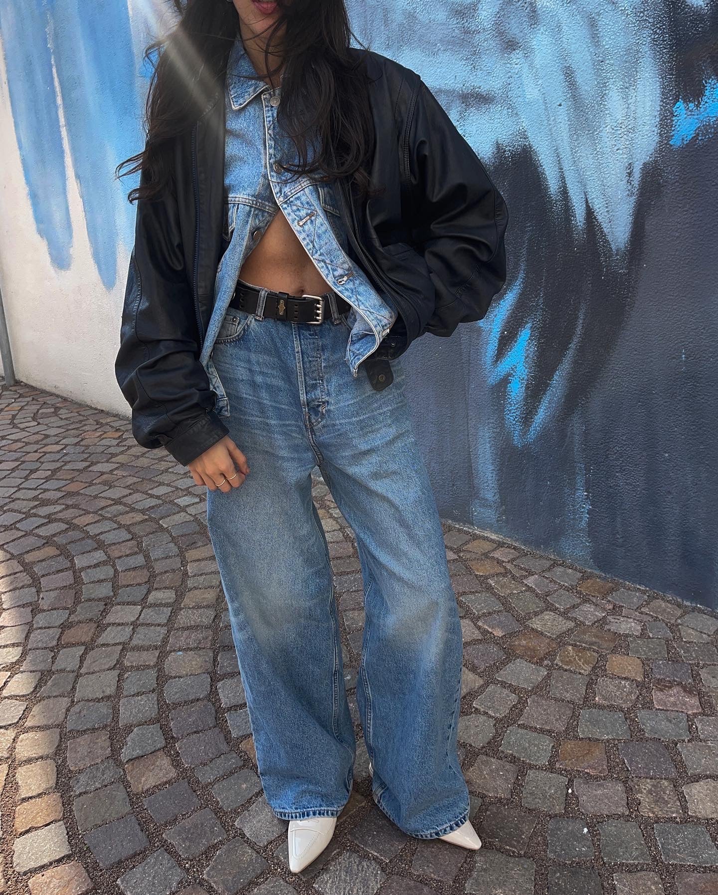 Leather bomber jacket