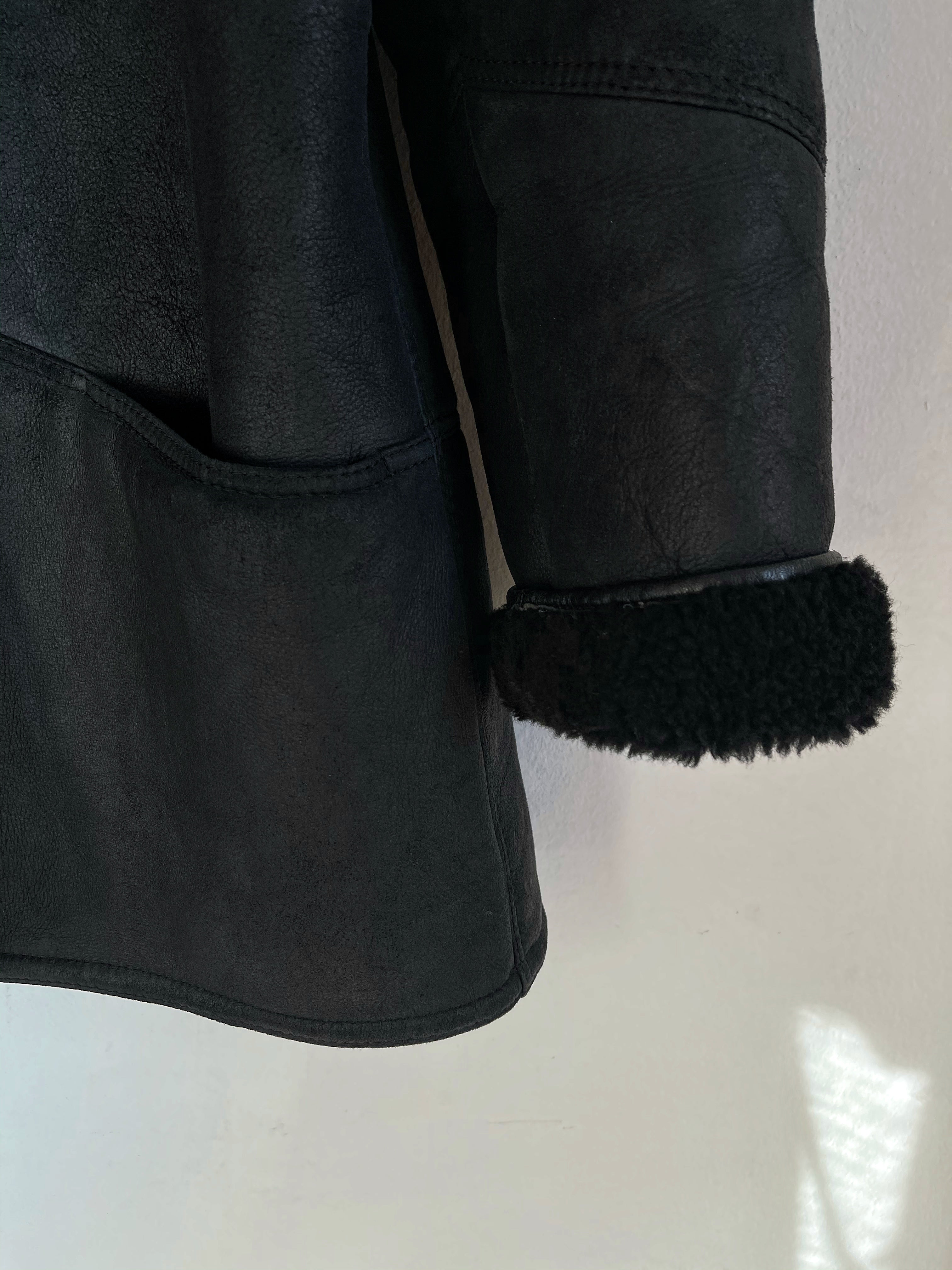 Black shearling coat