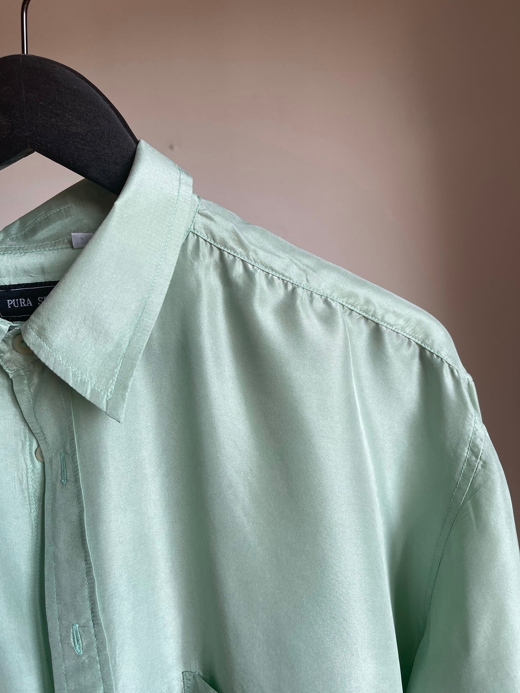 Vintage aquamarine silk blouse