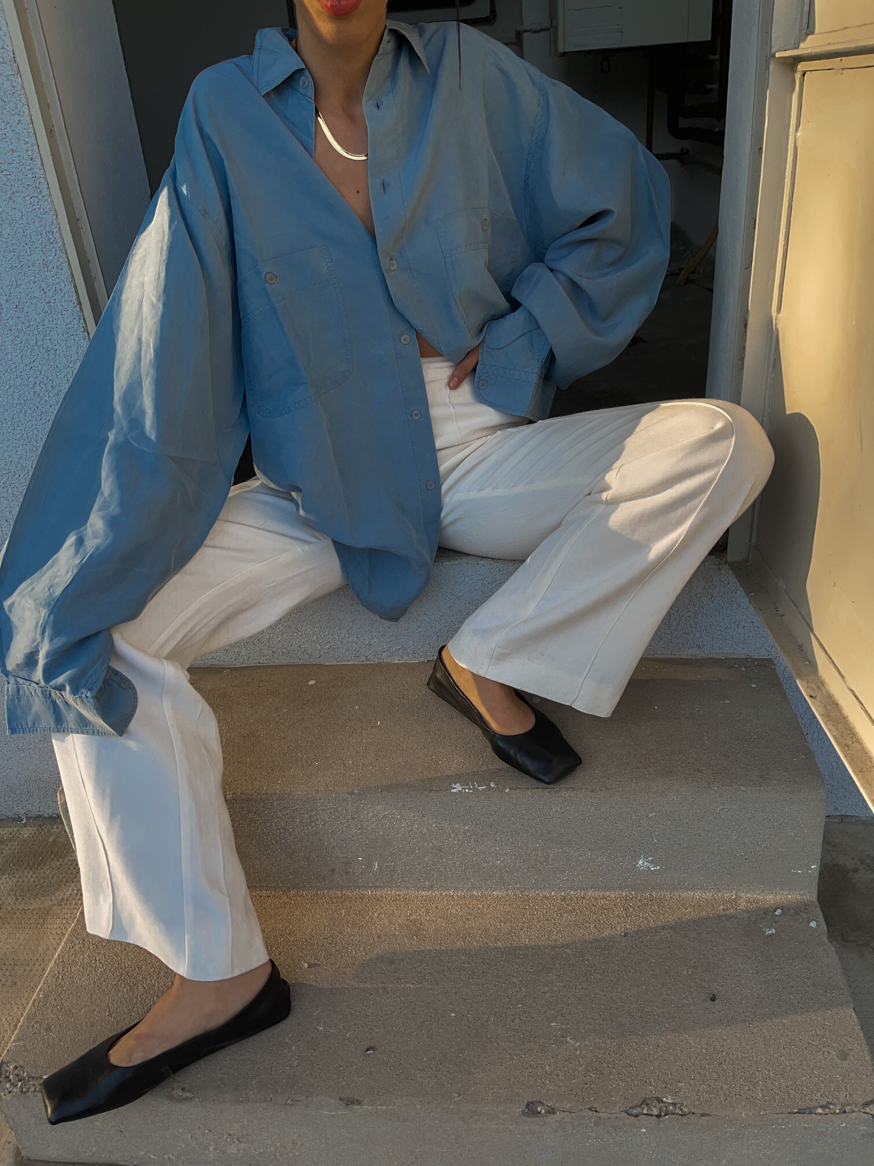100% silk ceruleo shirt