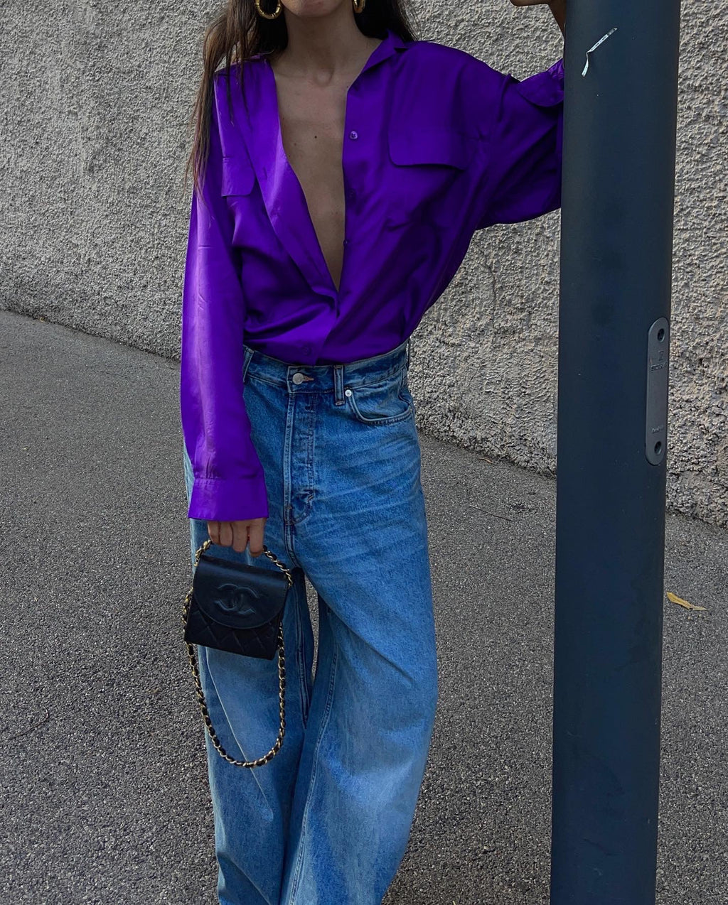 100 silk violet shirt