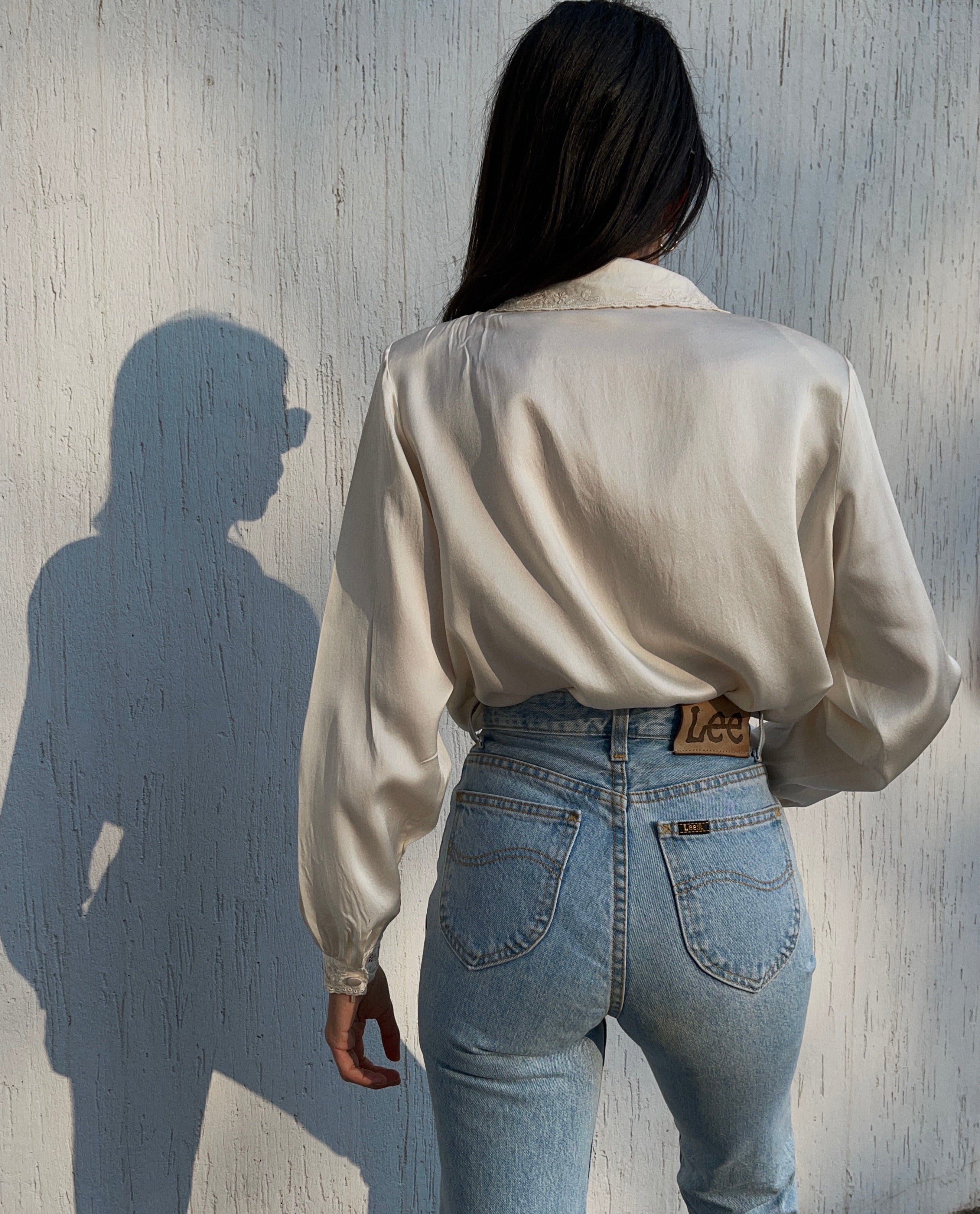 100% liquid silk embroided shirt