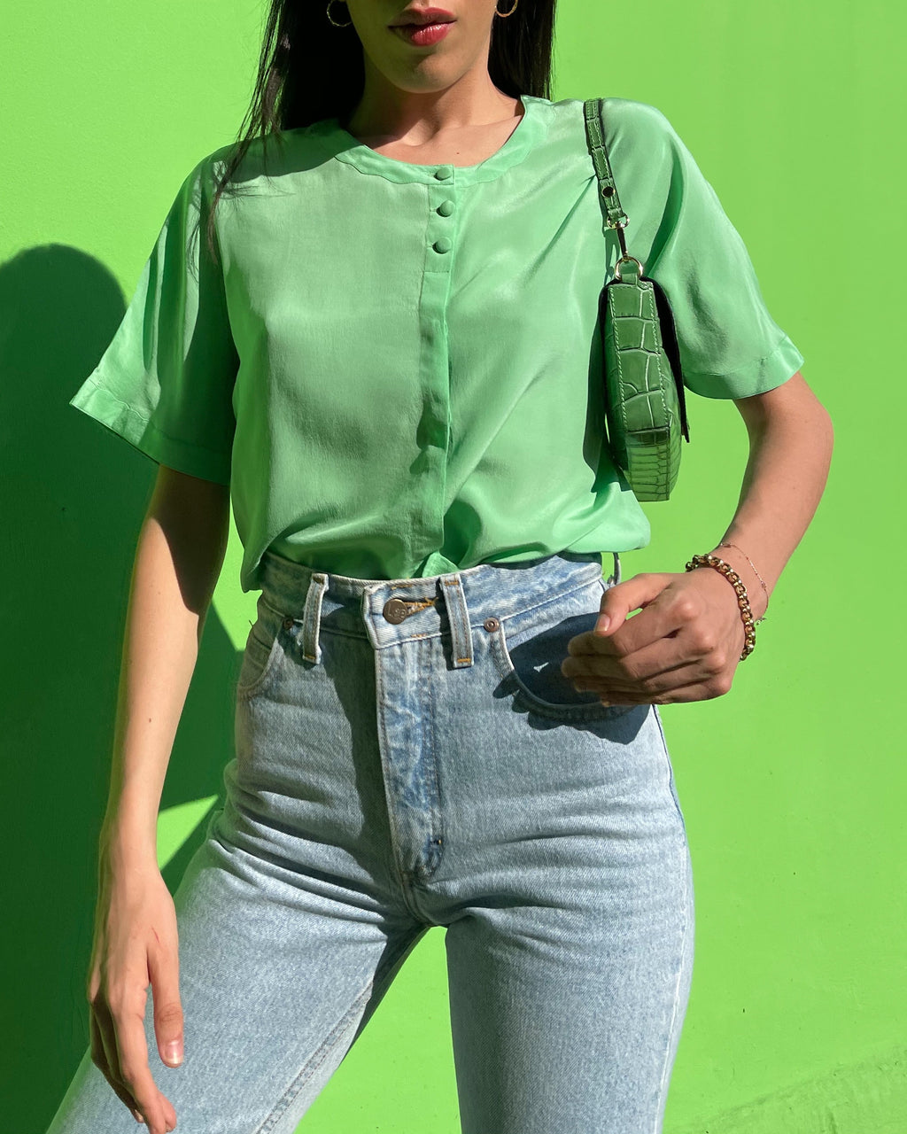 Silk green shirt