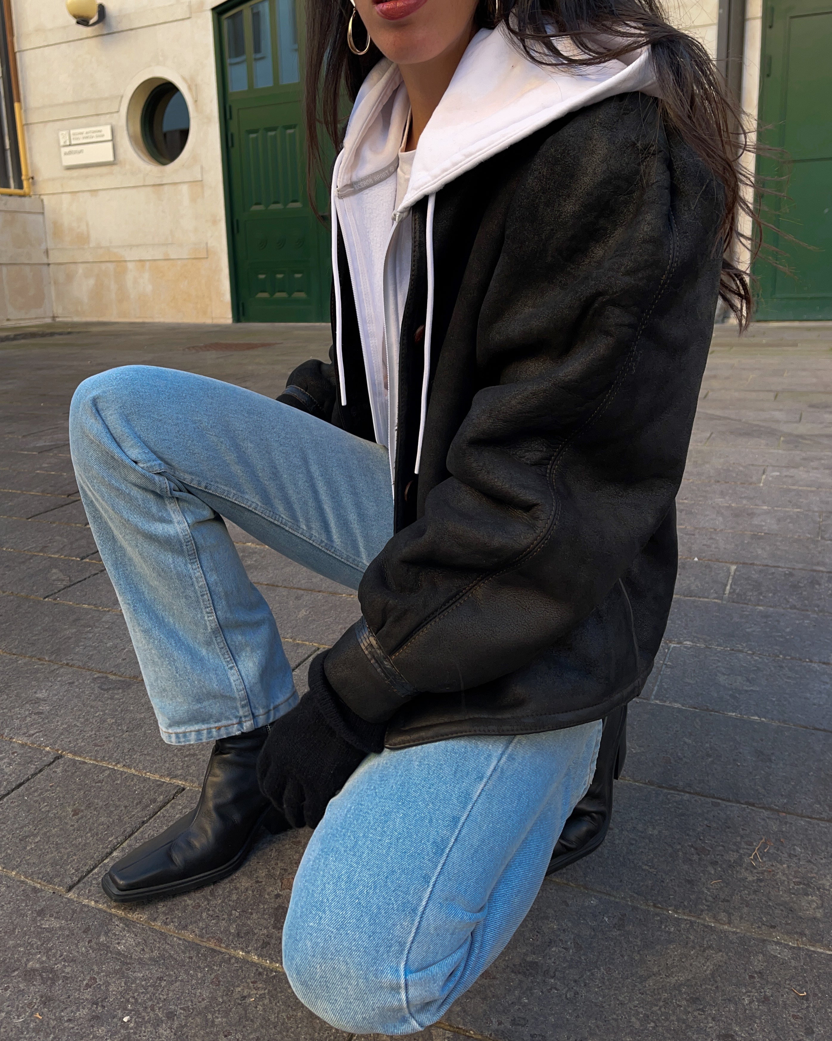 Black shearling jacket