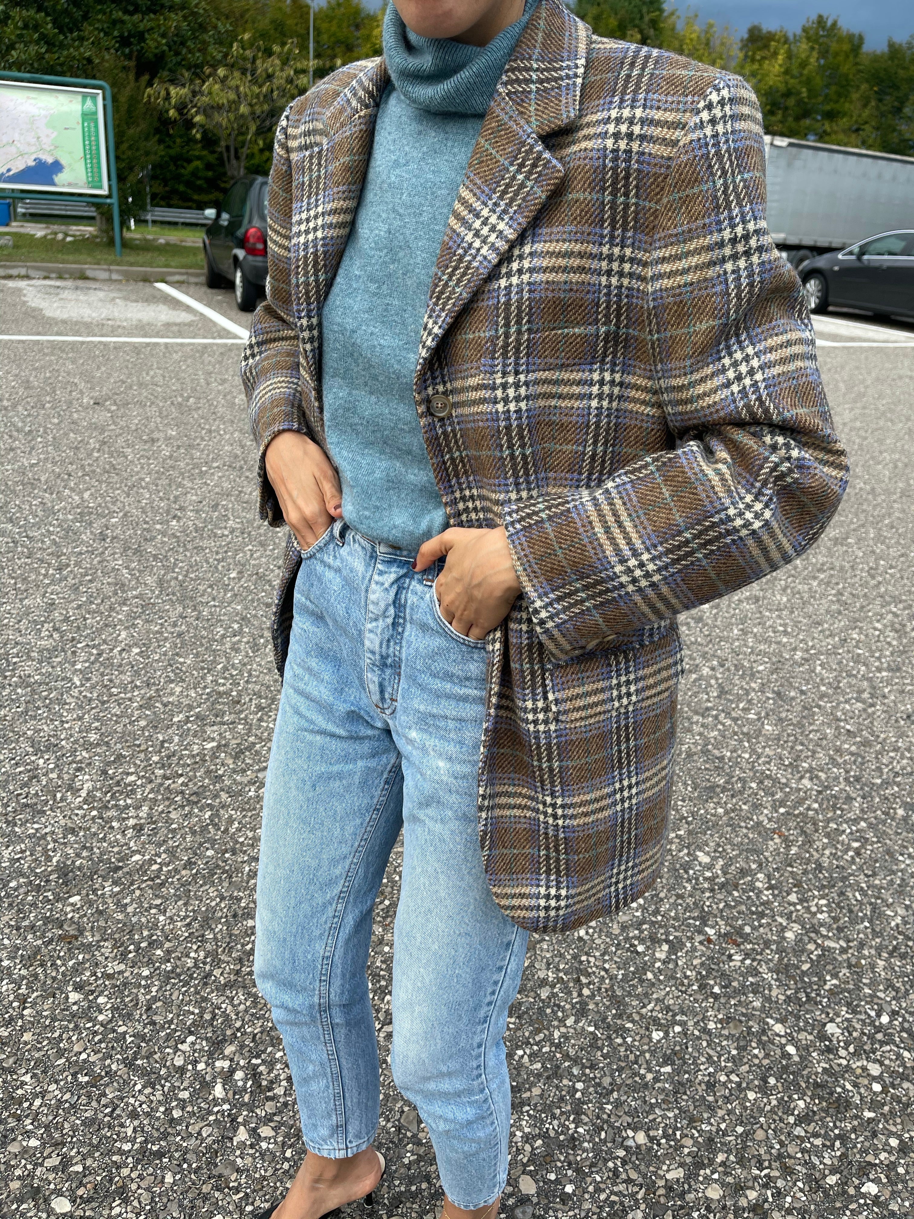 Wool checkered blazer