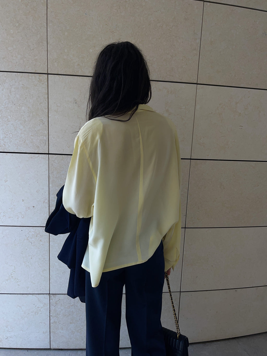 100% silk pale yellow shirt