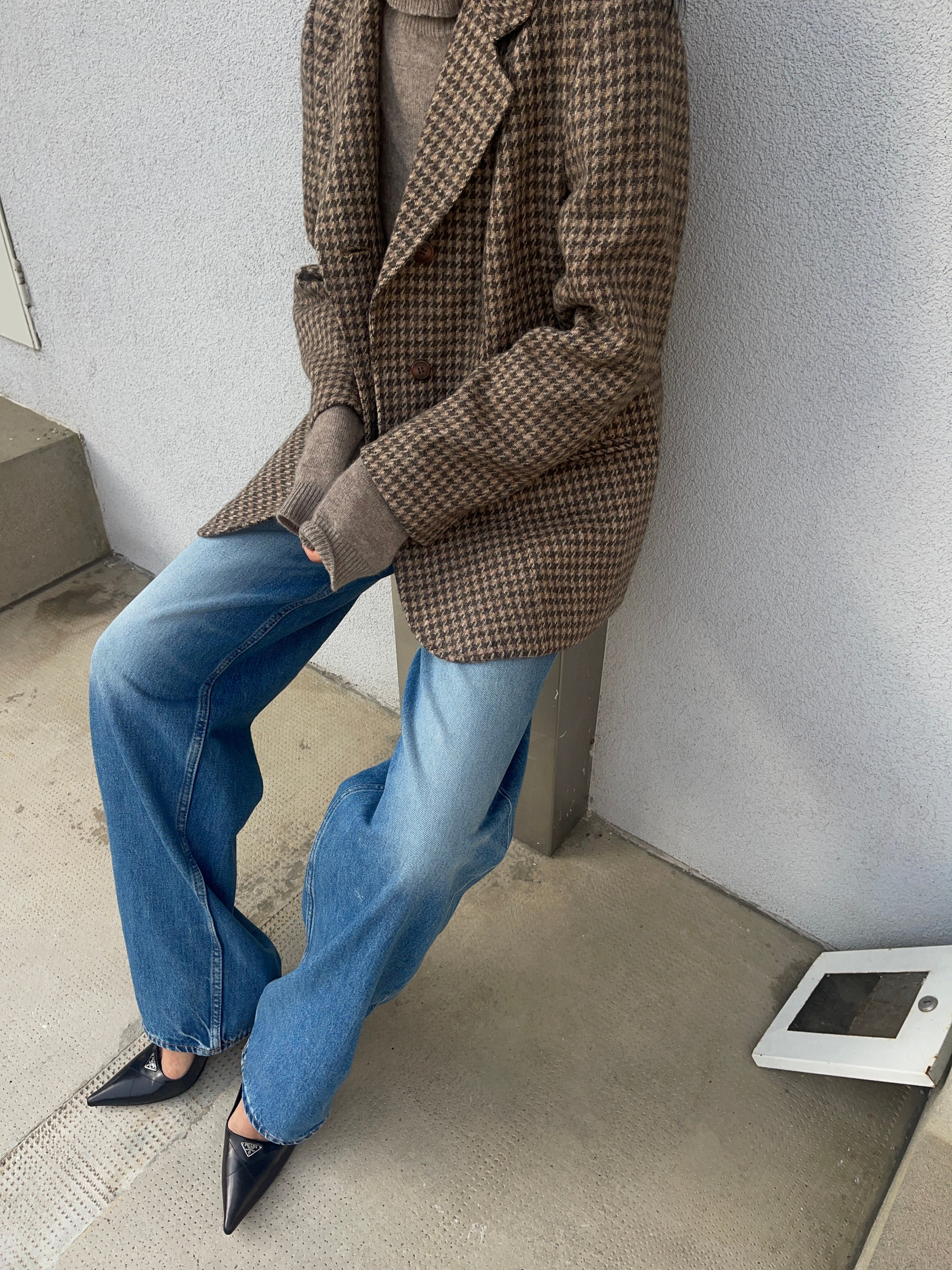 Pied de poule alpaca wool blazer
