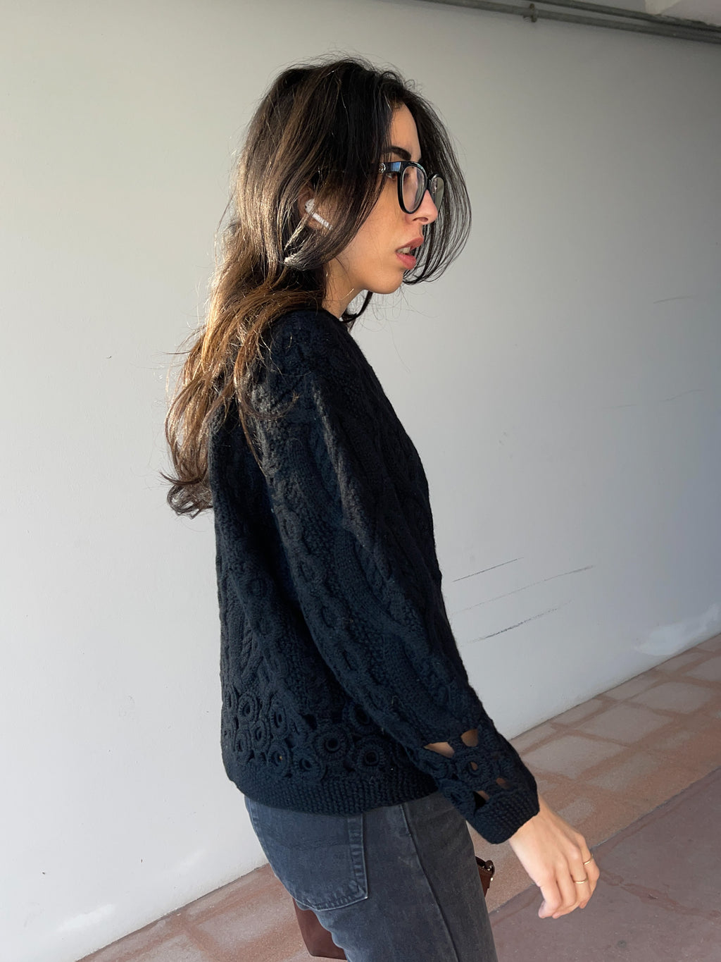100 wool black cardigan