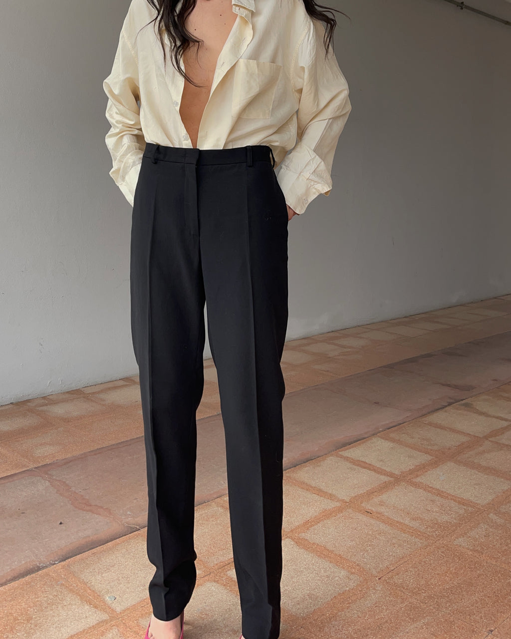 Moschino black wool trousers