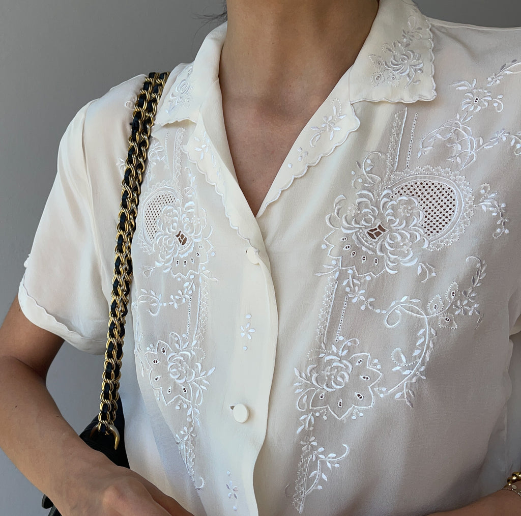 Hand embroided 100 silk shirt