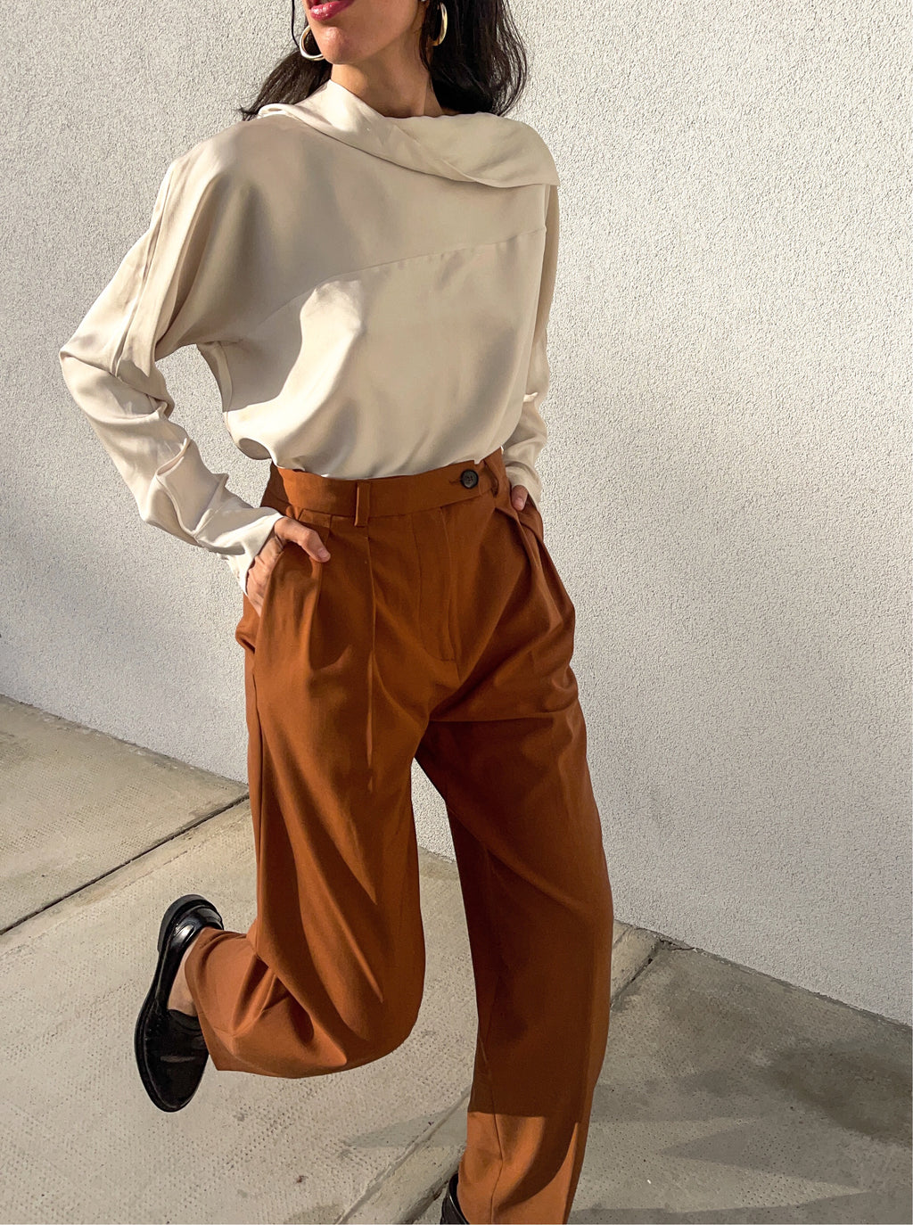 Terracotta wool blend pants