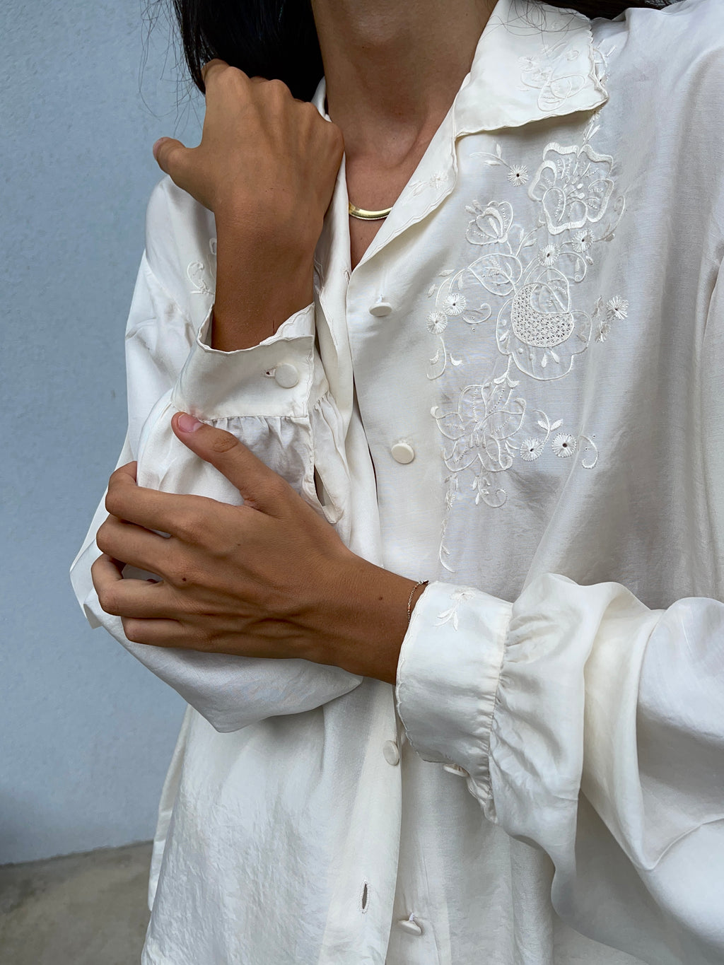 100% silk embroided shirt