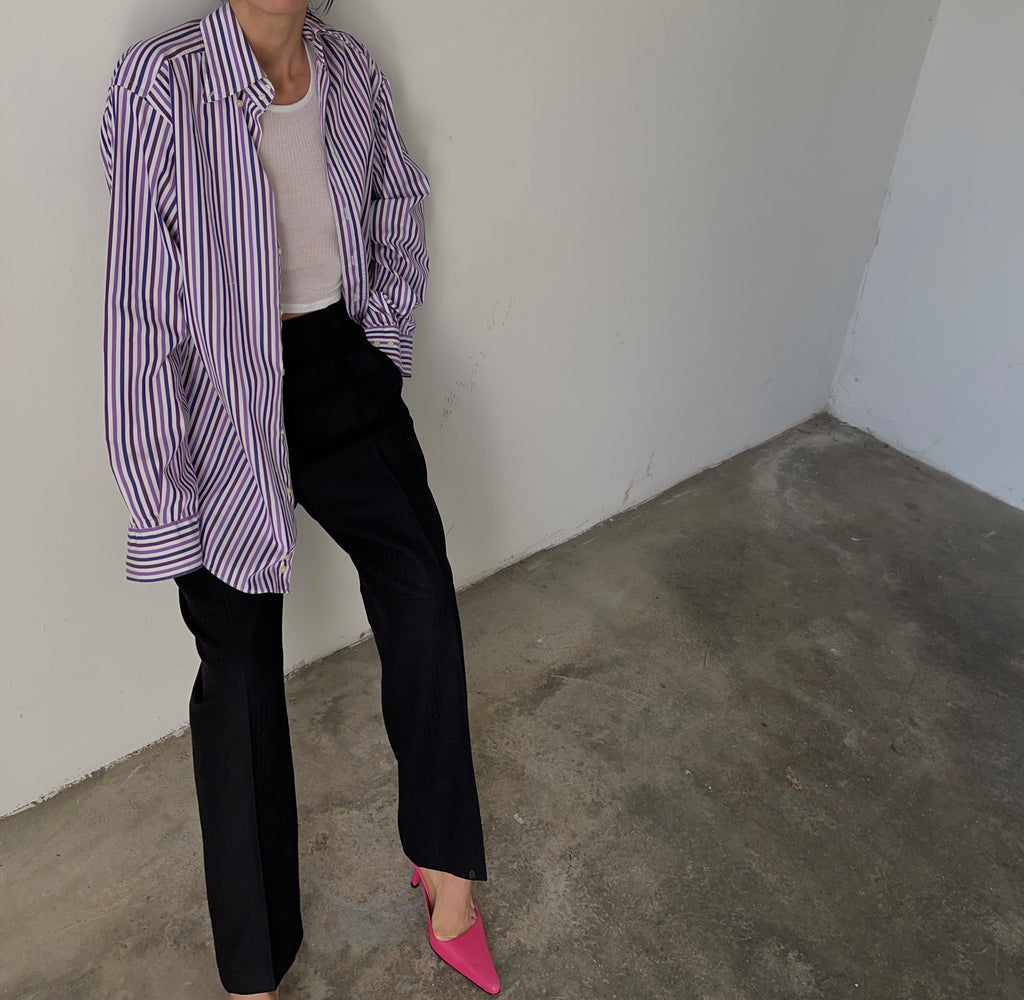 100 wool  jacquard trousers