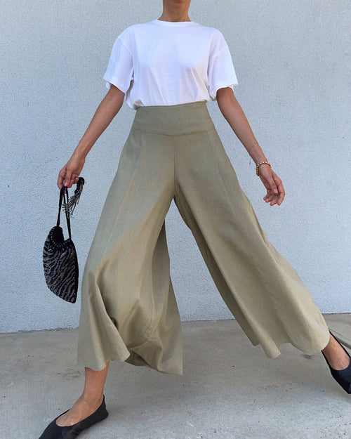 100 linen gonna-pantalone