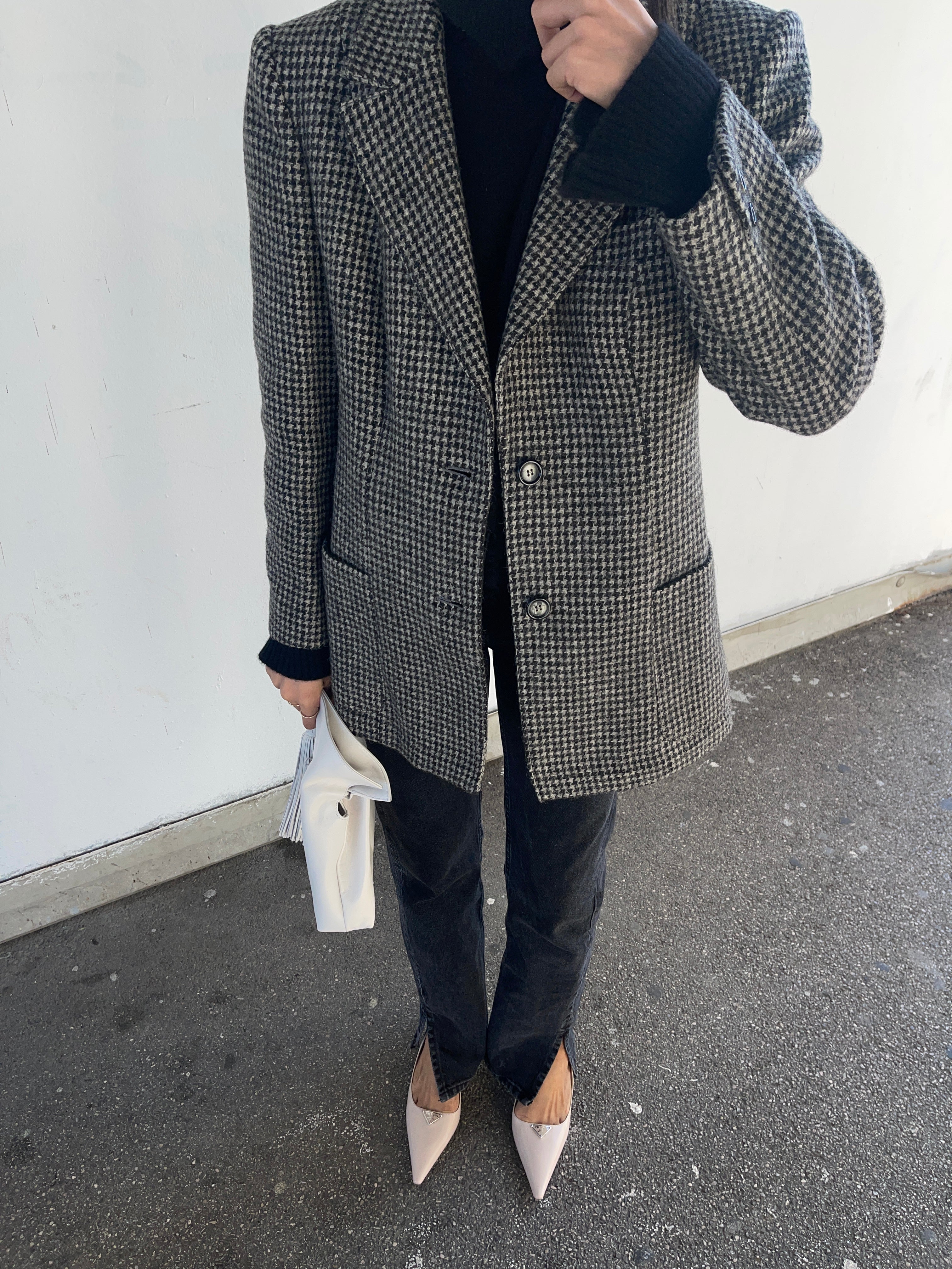 Pied de poule wool blazer