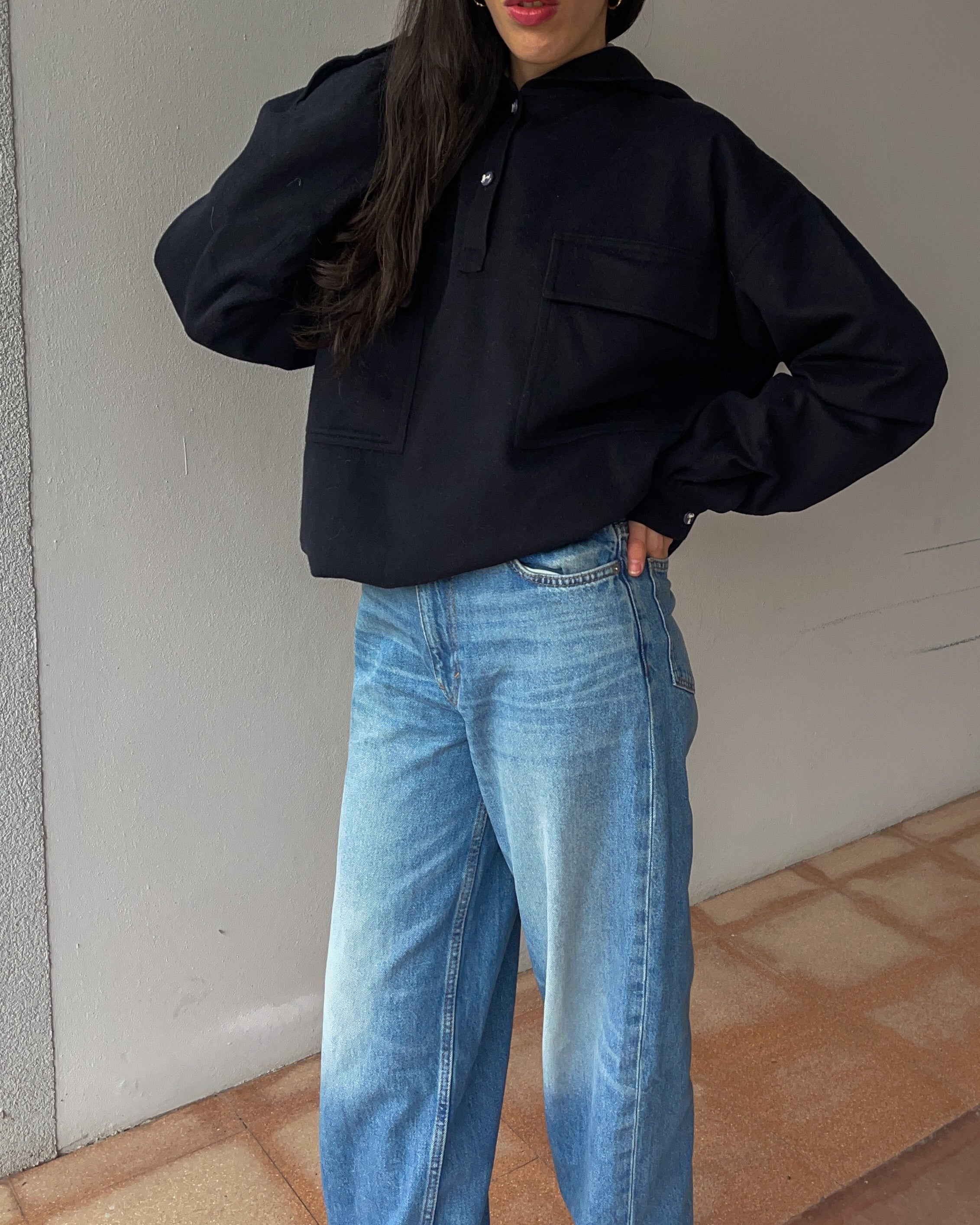 Pure wool blue hoodie