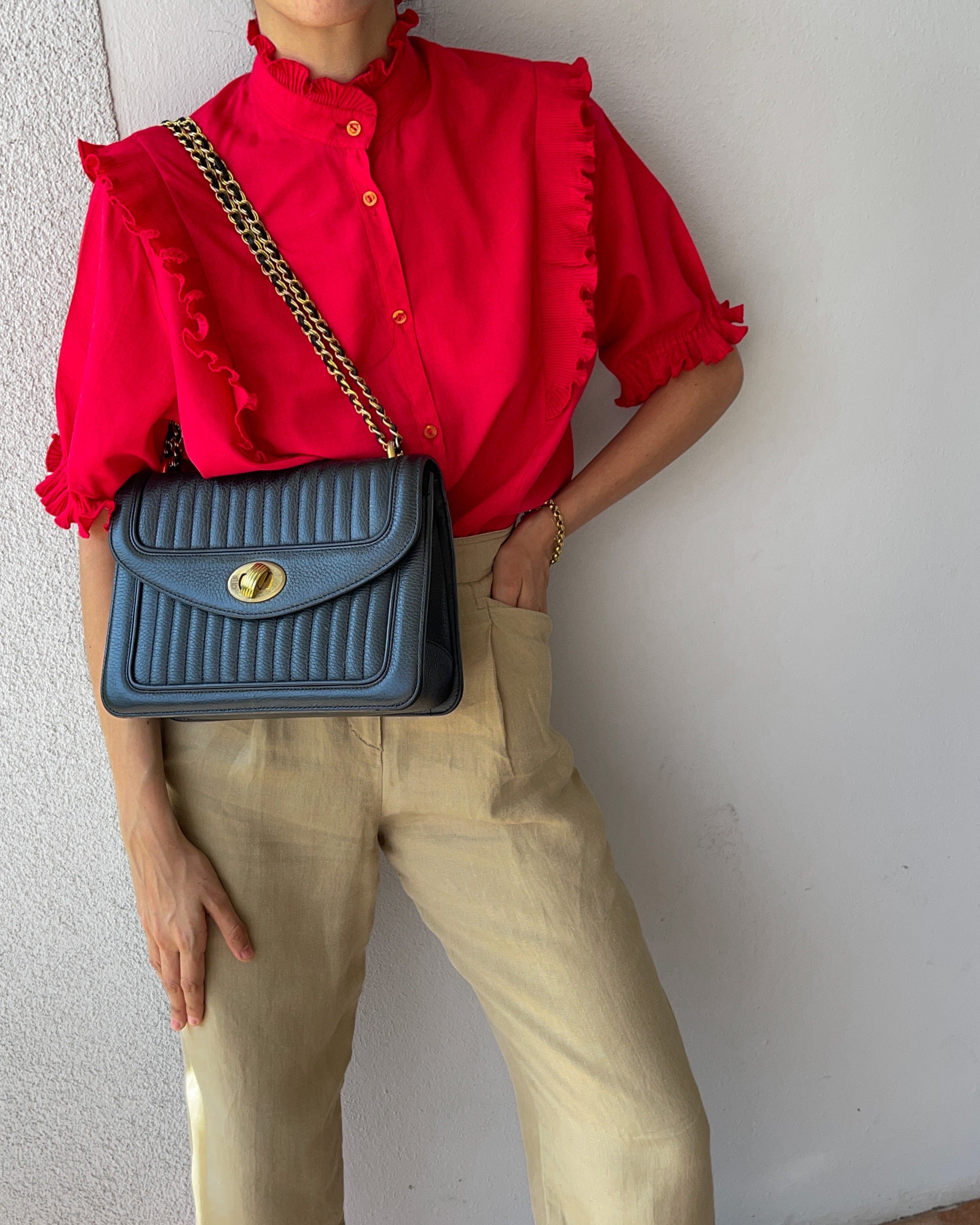 Red ruffle shirt