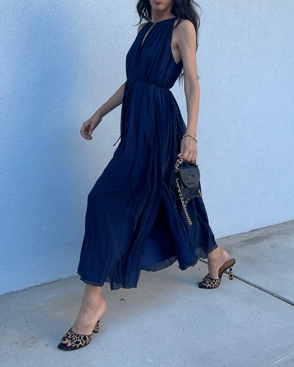 100% silk blue dress