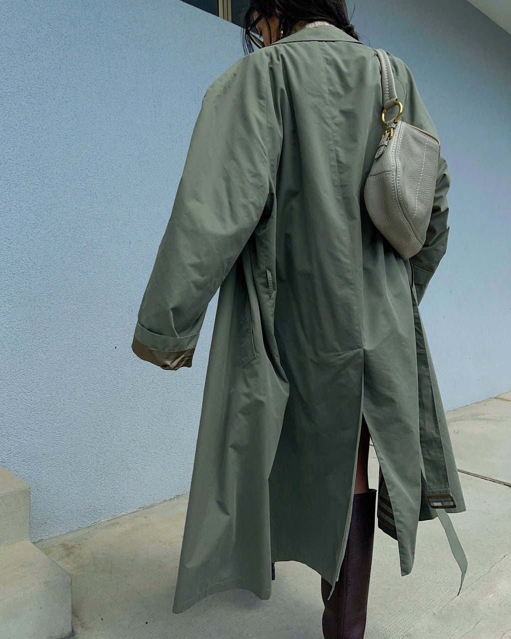 Military green trench coat