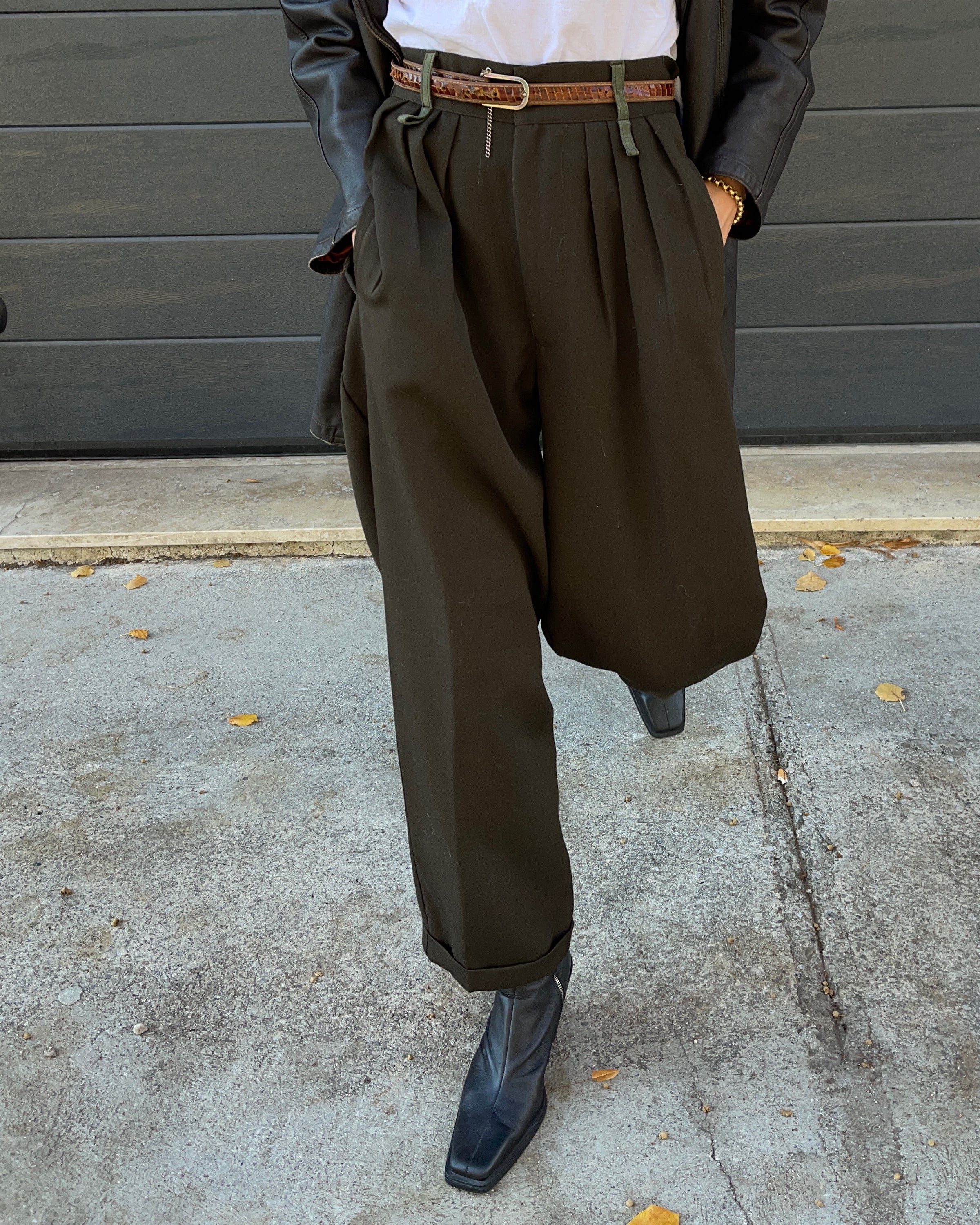 Olive green trousers