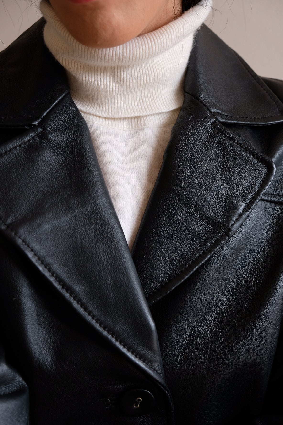 Real leather trench
