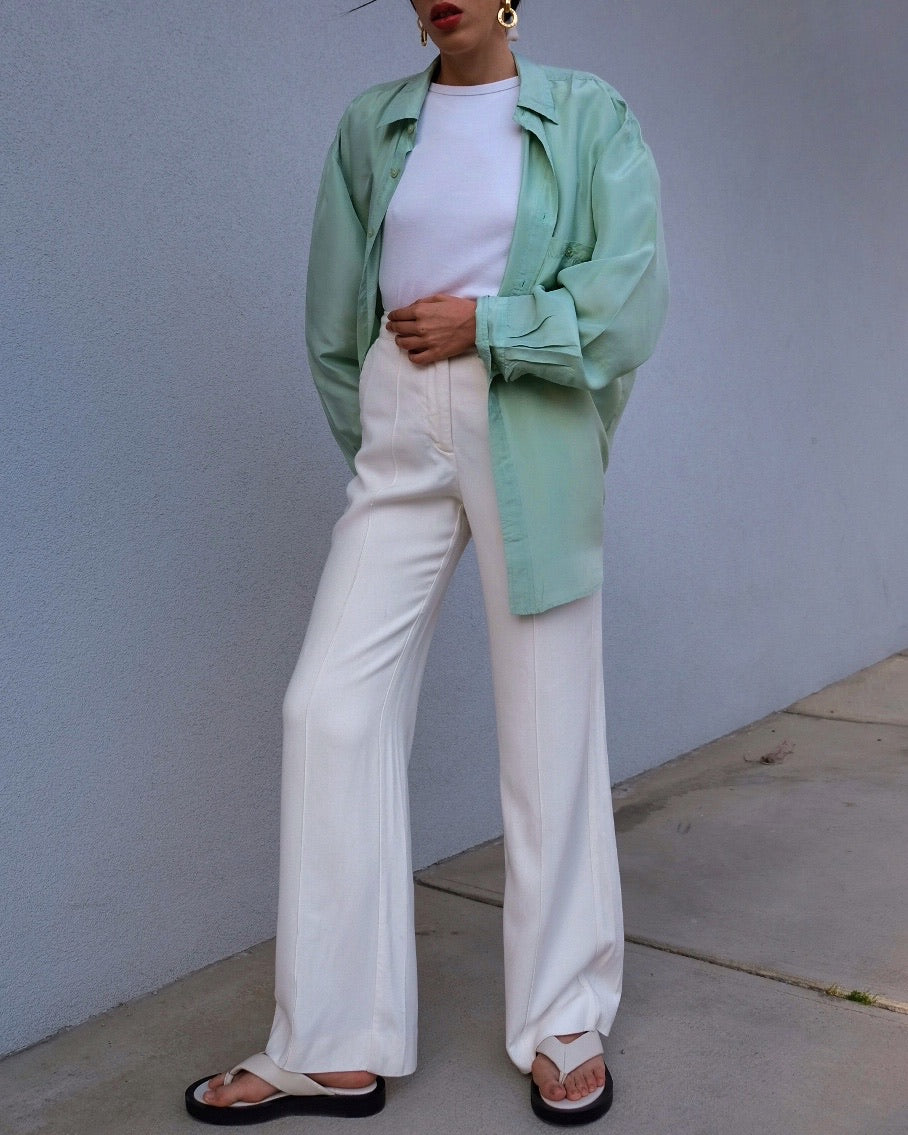 Vintage aquamarine silk blouse