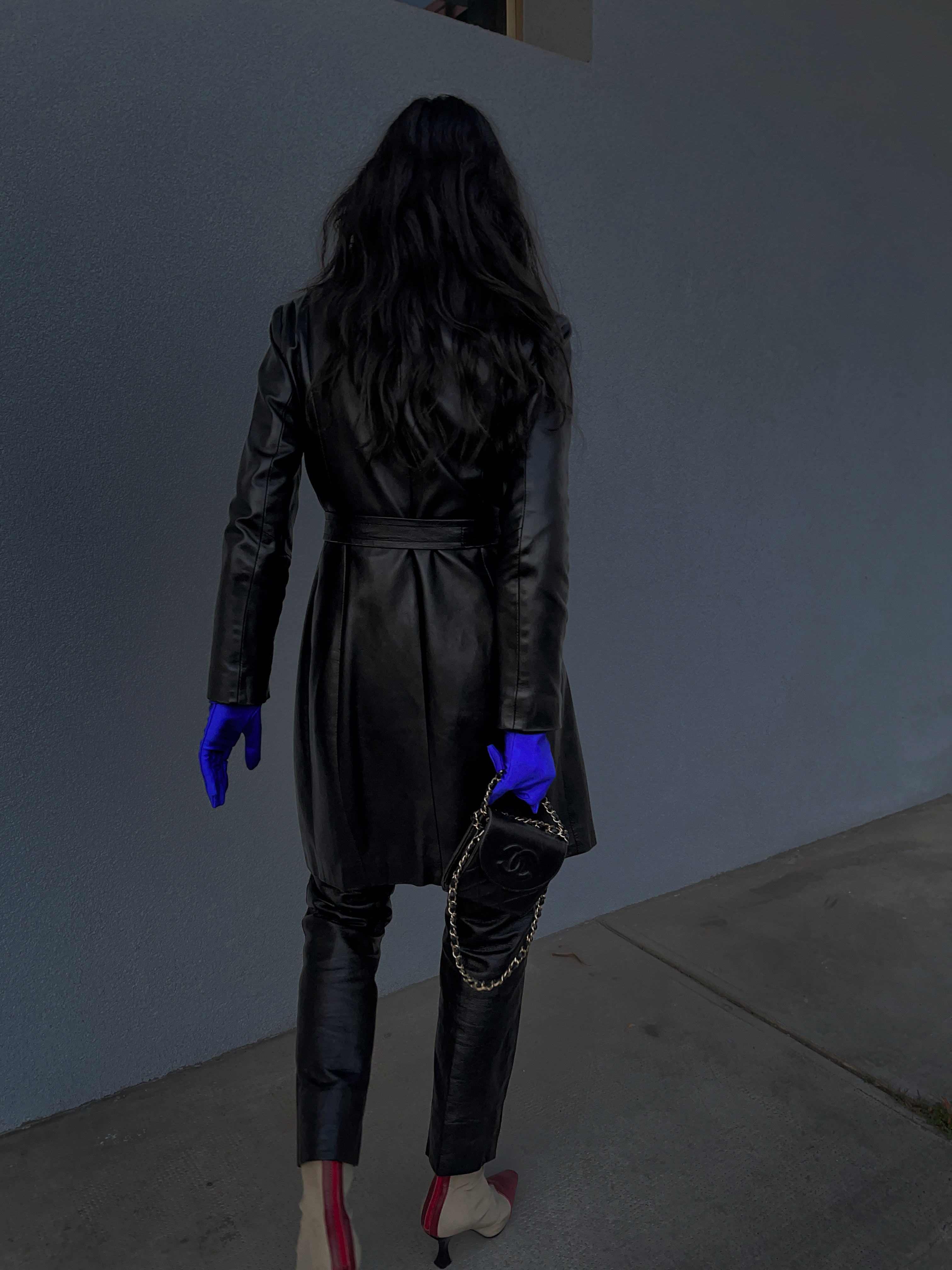 Minimal leather coat