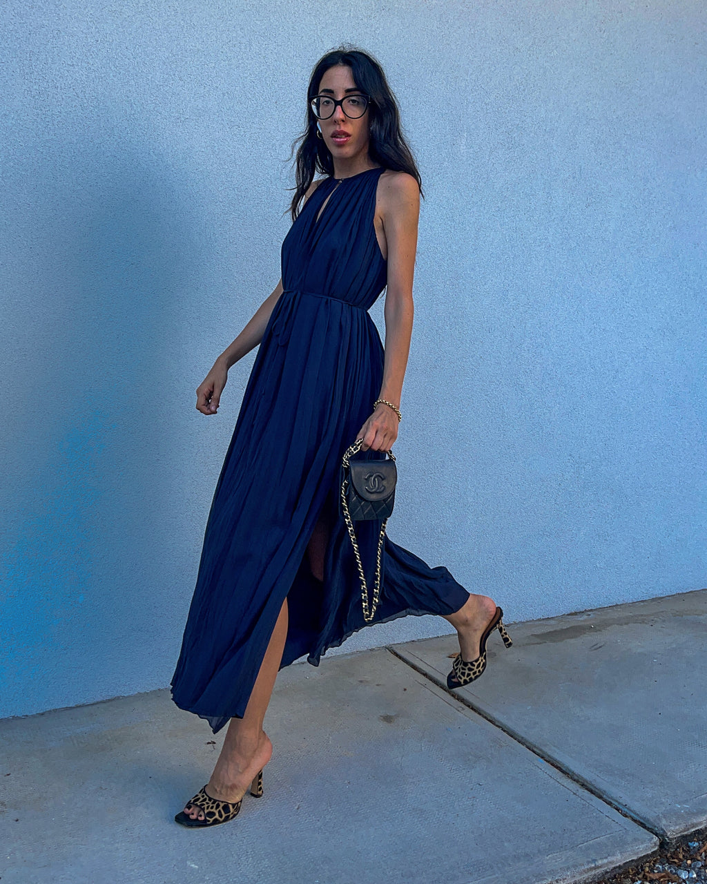 100% silk blue dress