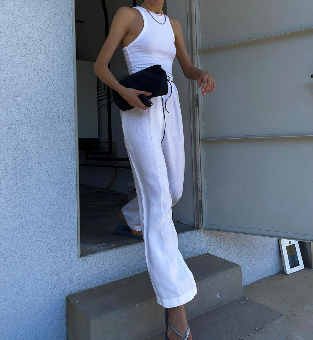 White  linen trousers