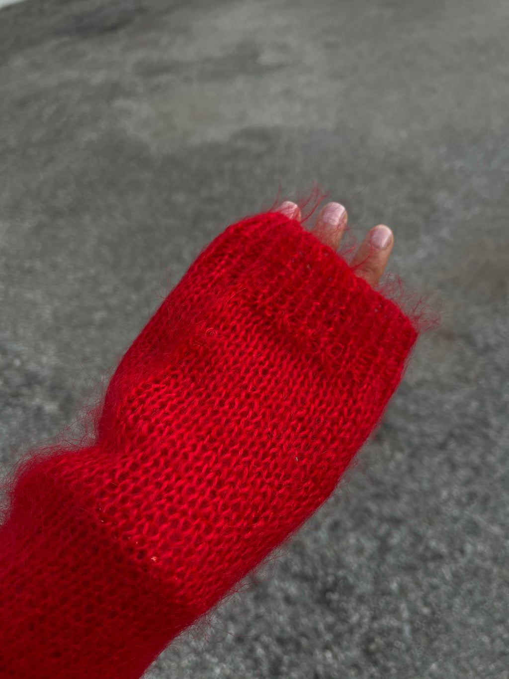 Mohair blend red cardi