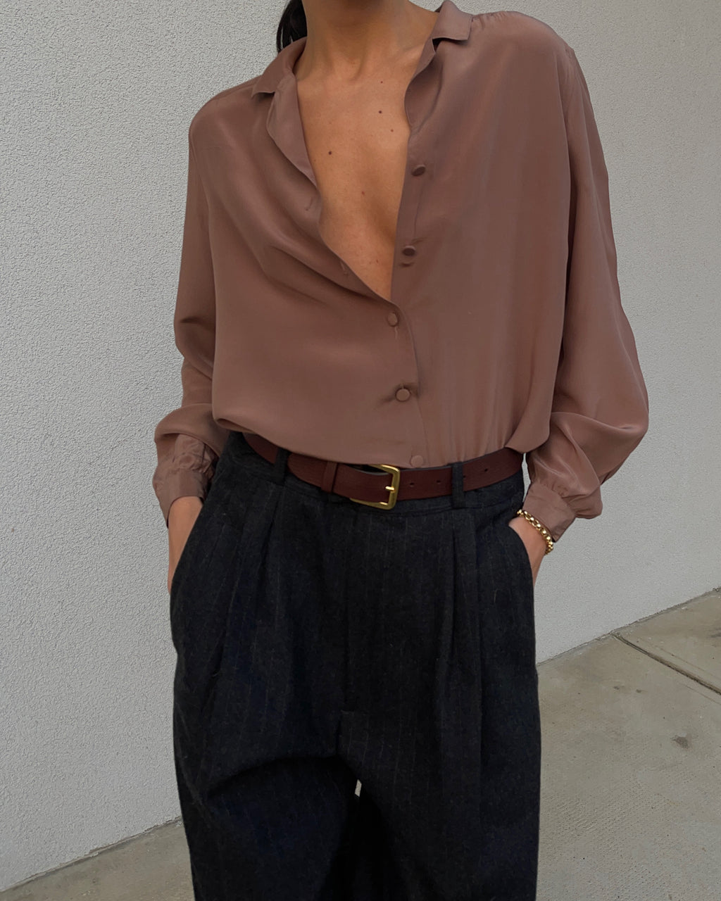 Camicia seta caffellatte