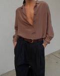 Camicia seta caffellatte