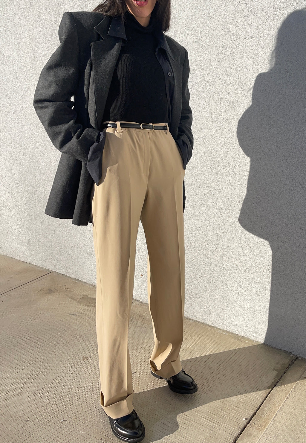 Light wool beige trousers