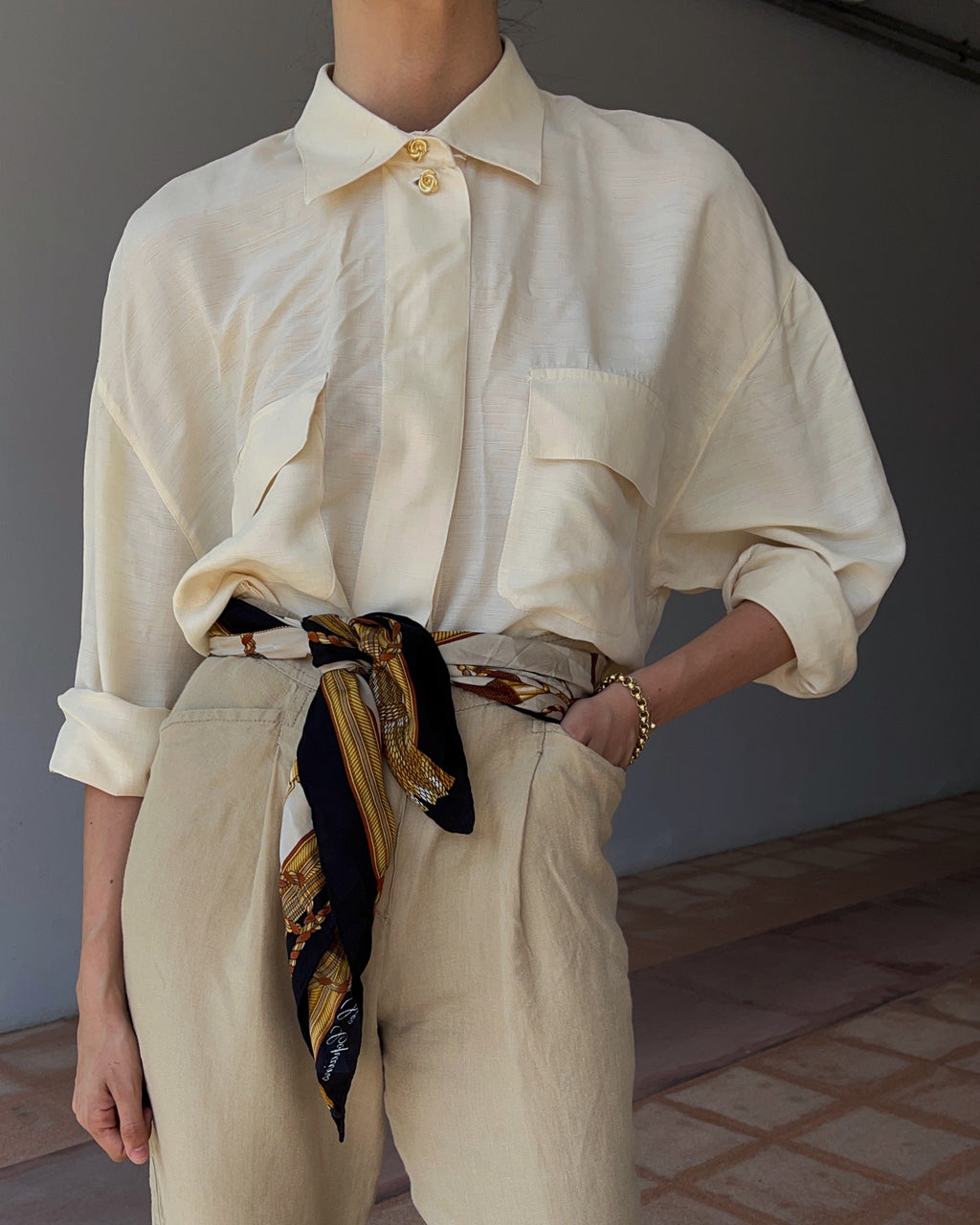 100 silk ivory shirt