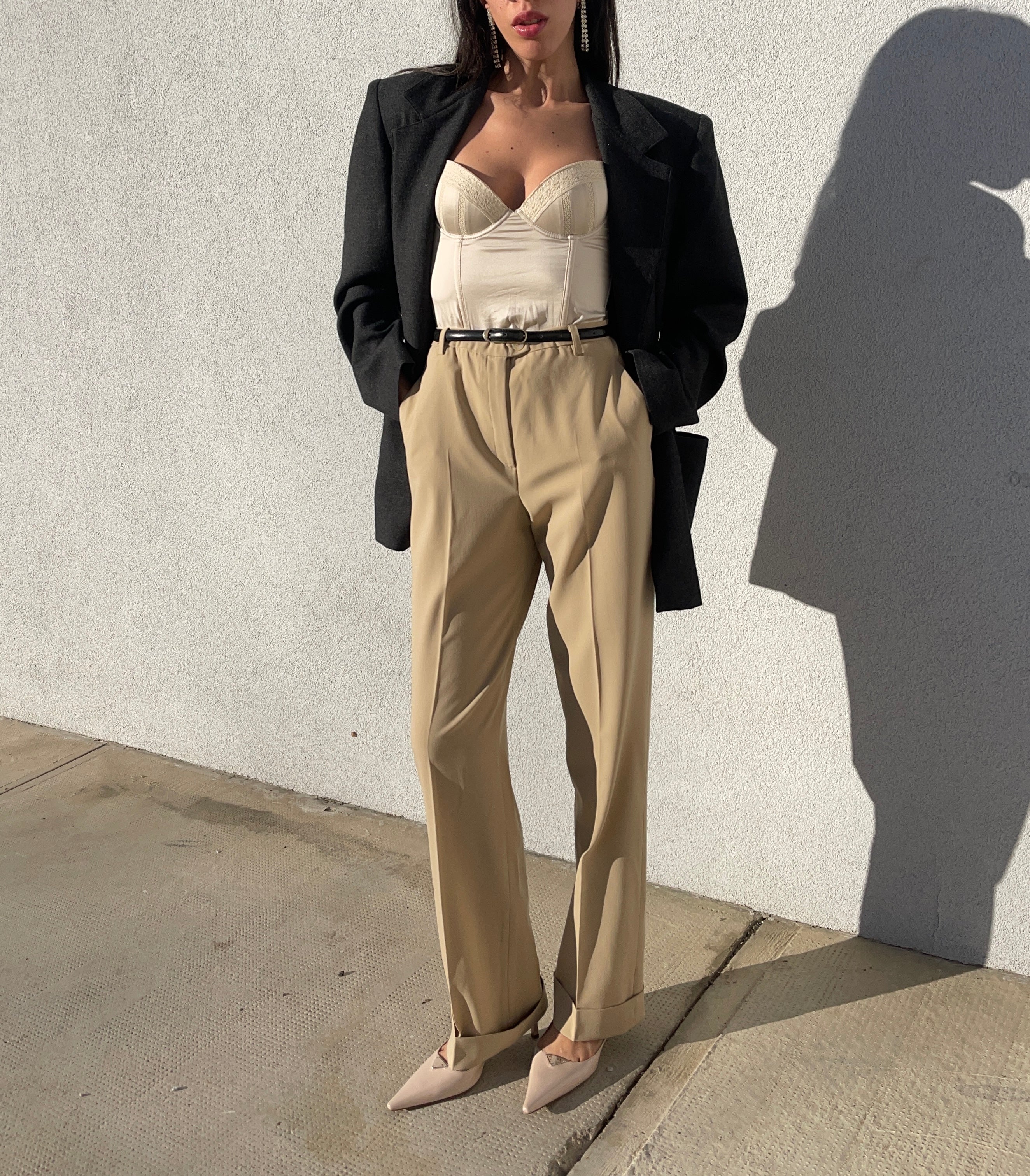Light wool beige trousers