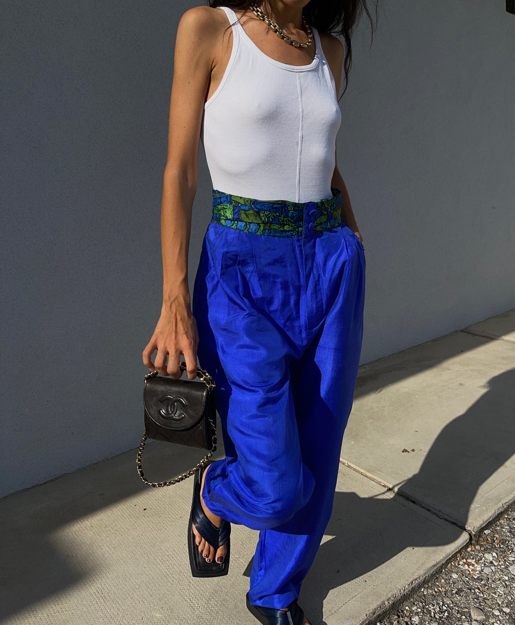 100% silk trousers