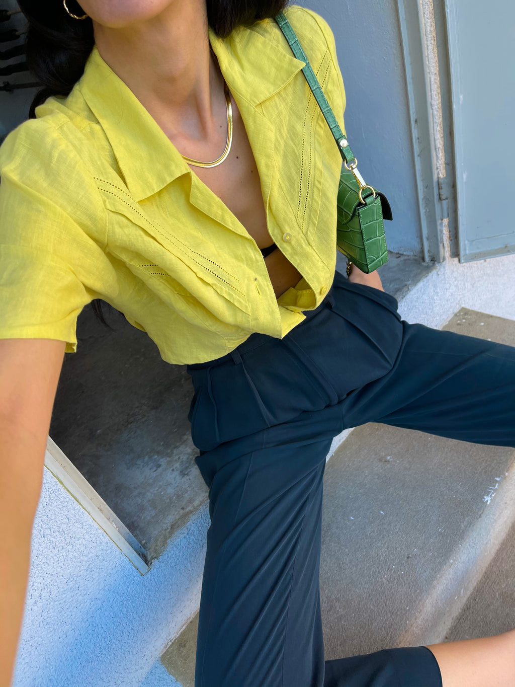 Lime linen shirt