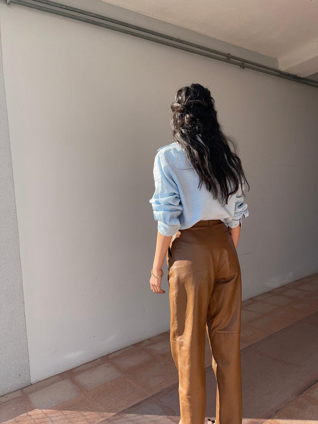 Caramel leather pants