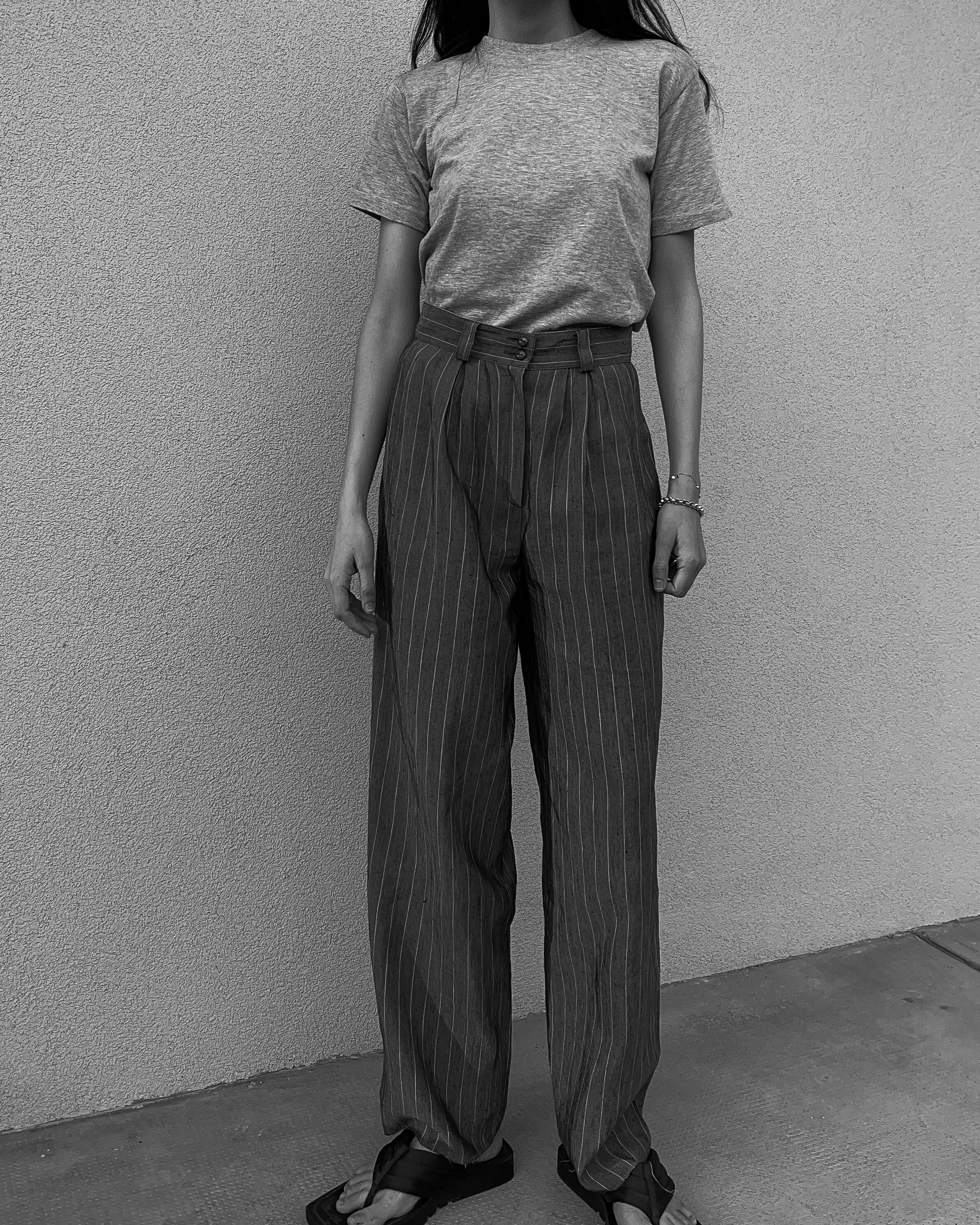 Pantaloni gessati Lino