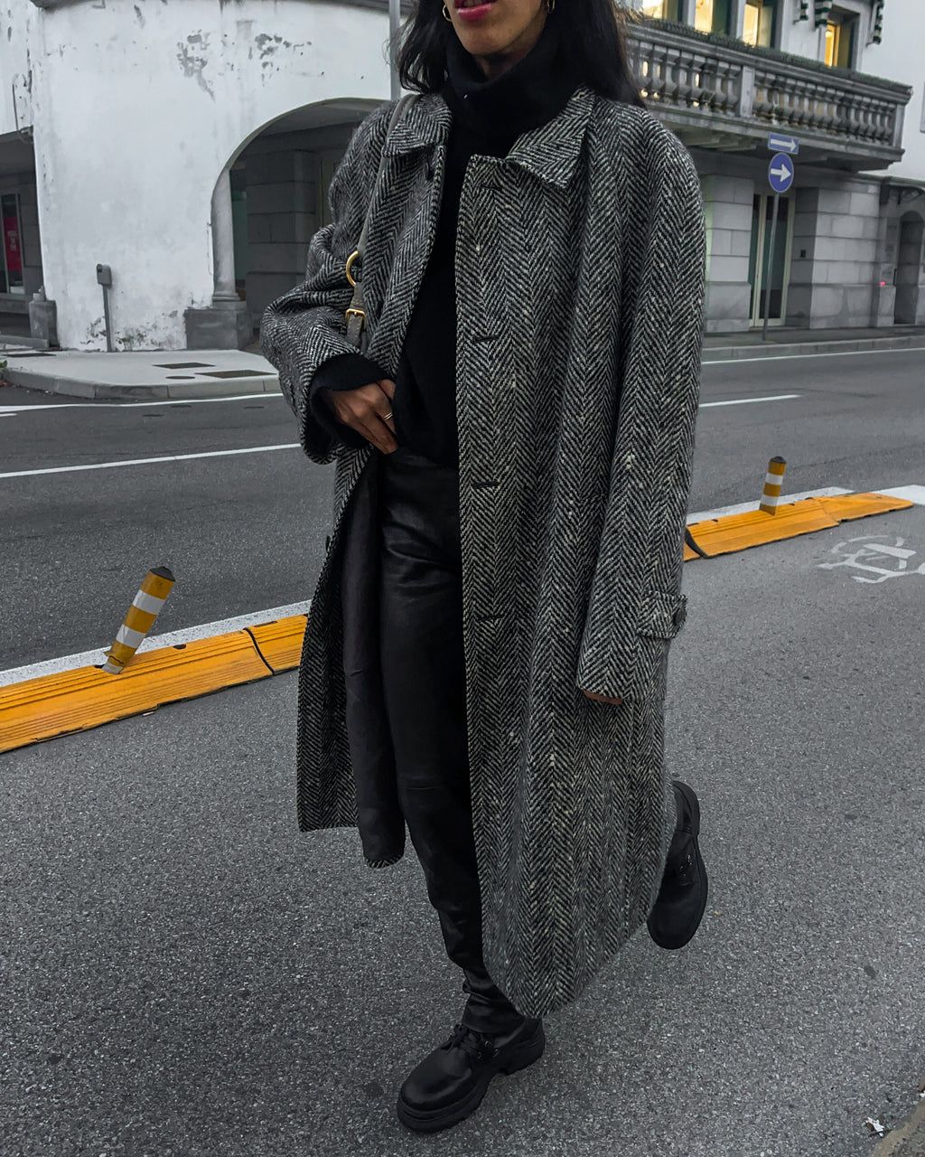 Cappotto spigato lana